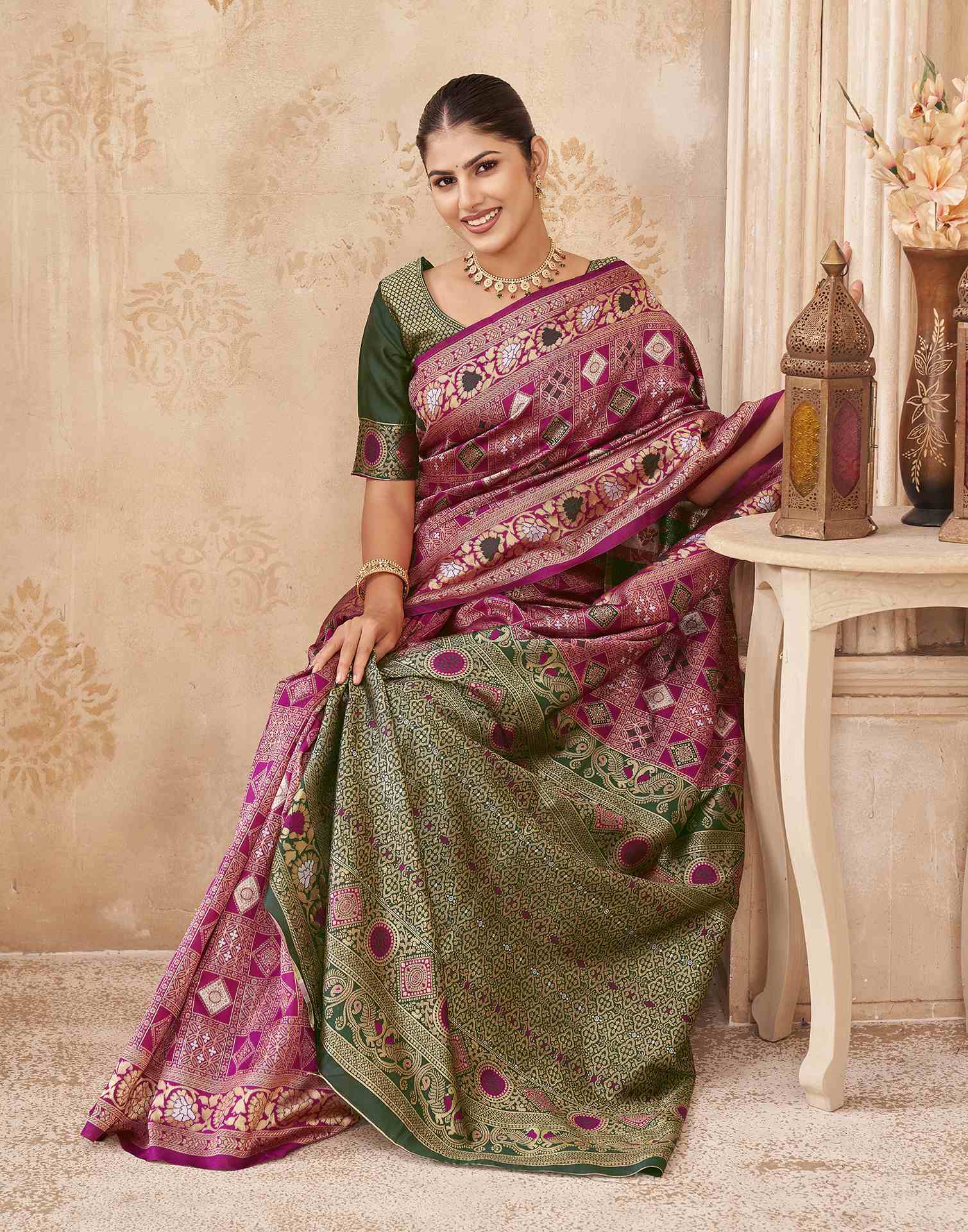 Pink Silk Woven Patola Saree