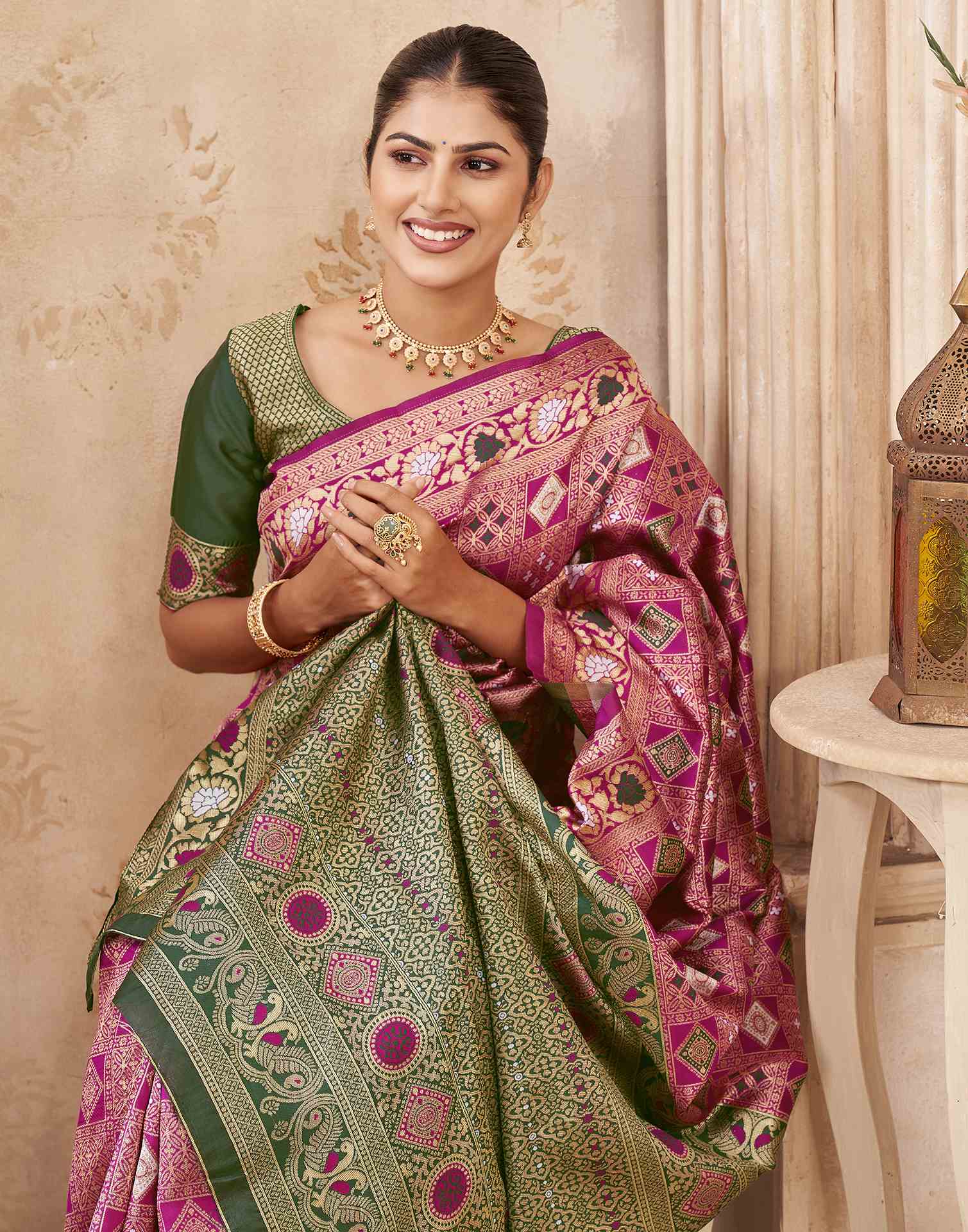 Pink Silk Woven Patola Saree