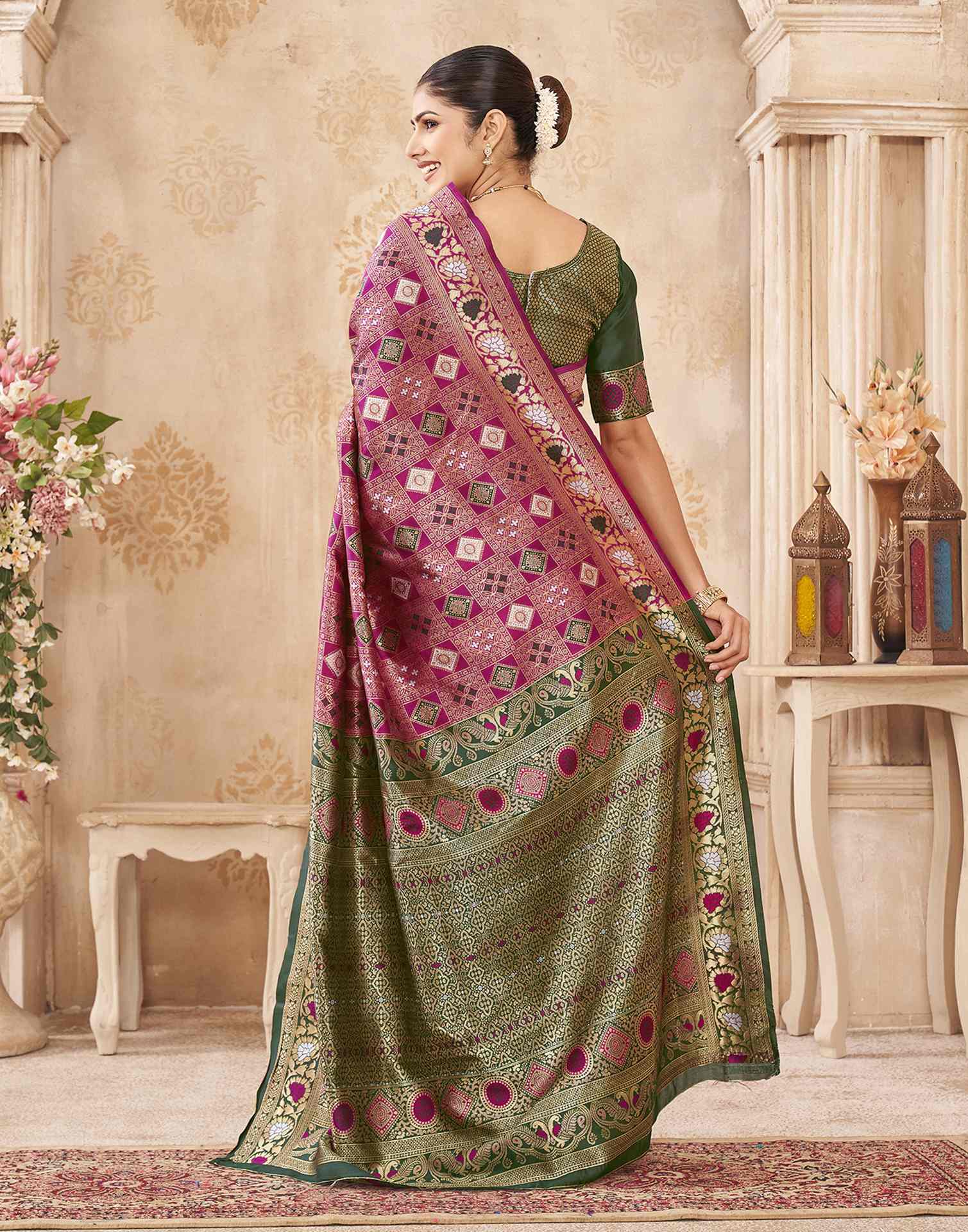 Pink Silk Woven Patola Saree