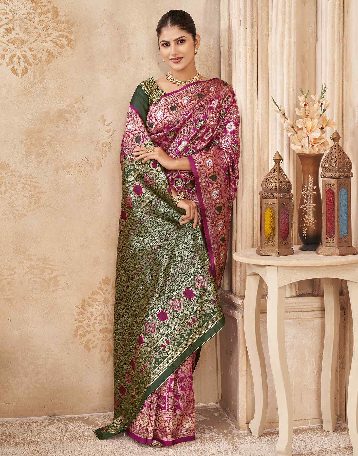 Pink Silk Woven Patola Saree