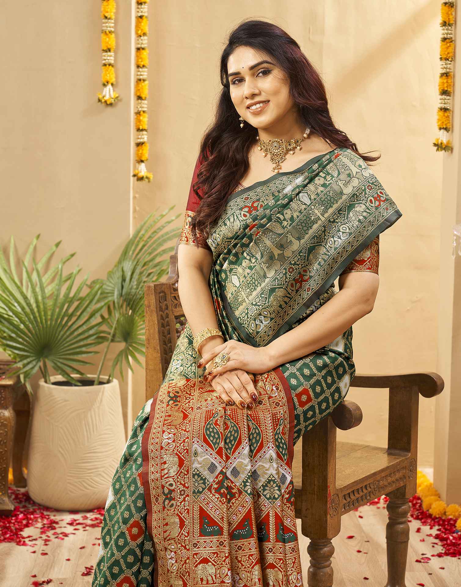 Green Silk Woven Banarasi Saree