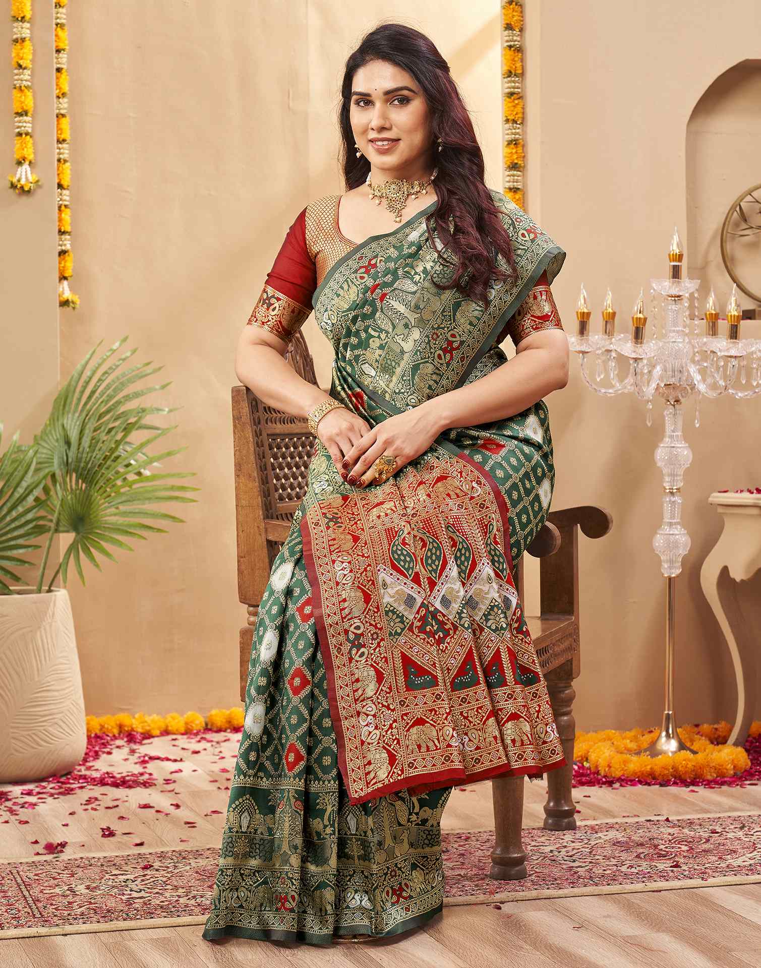 Green Silk Woven Banarasi Saree