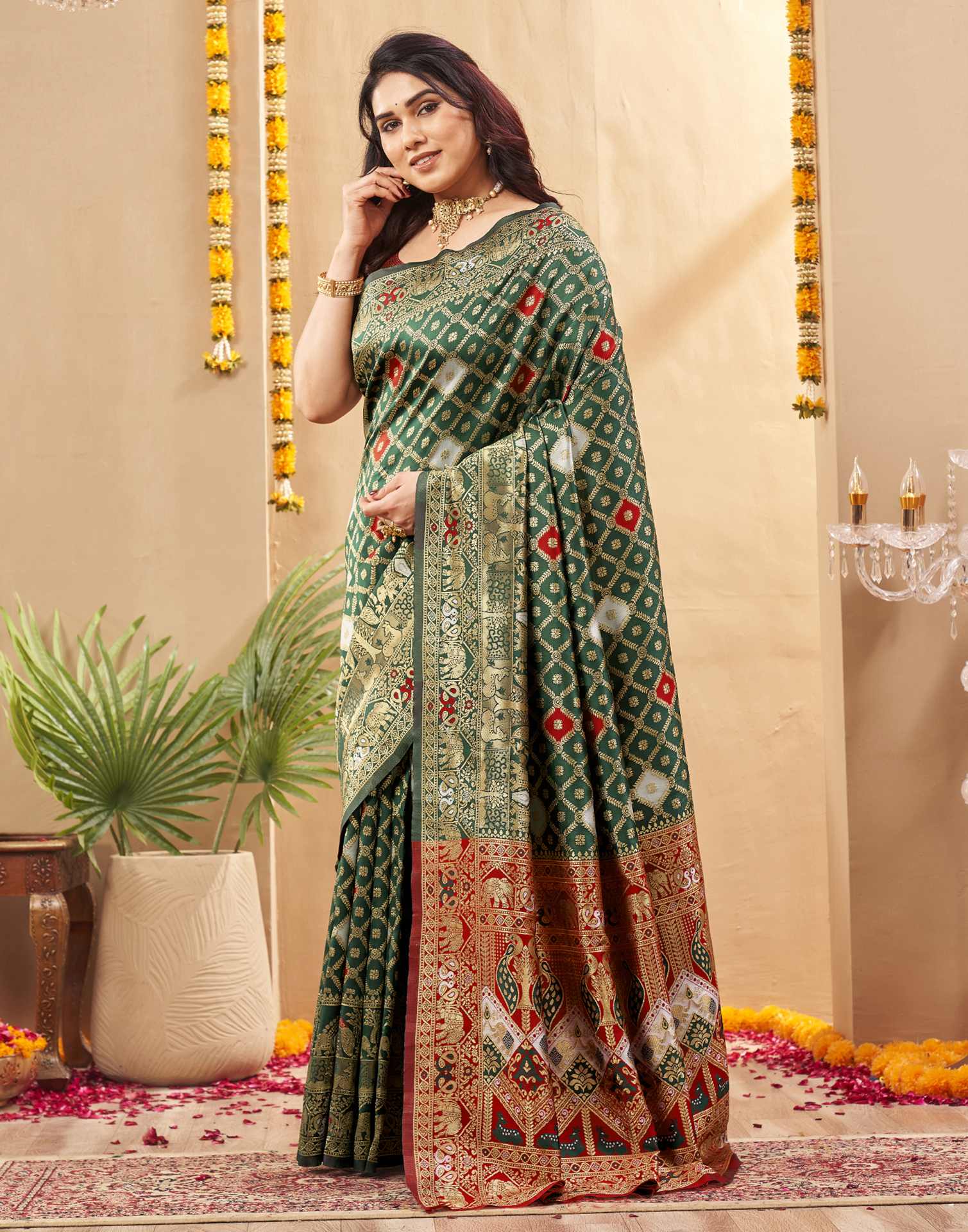 Green Silk Woven Banarasi Saree