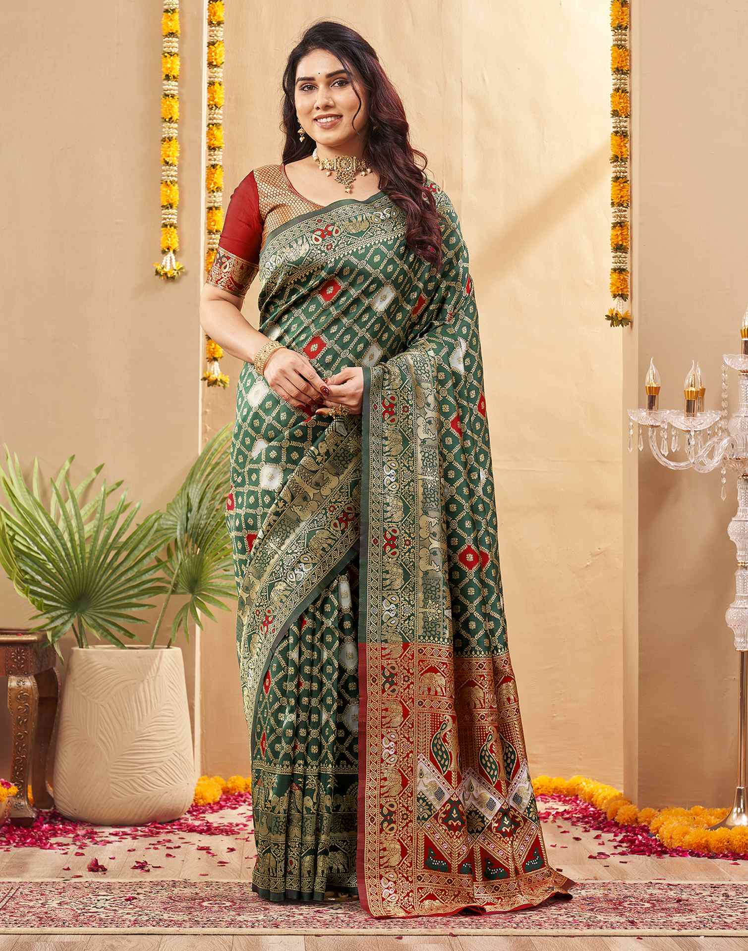 Green Silk Woven Banarasi Saree