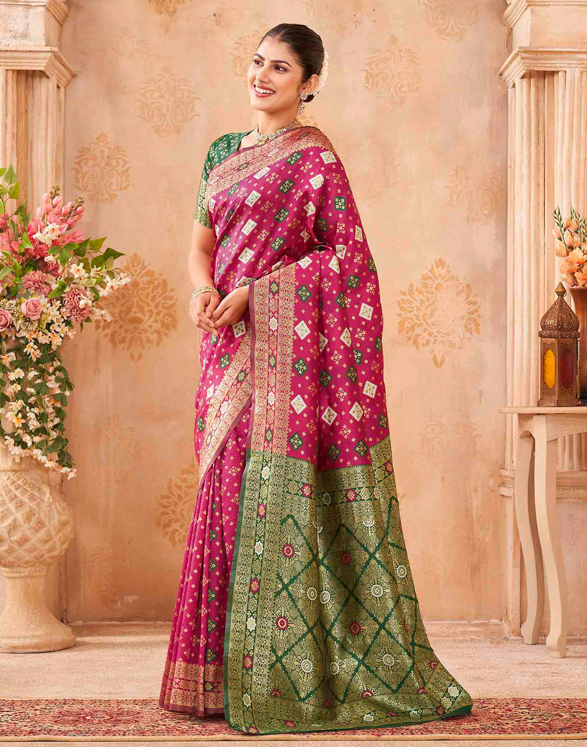 Rani Pink Silk Woven Banarasi Saree