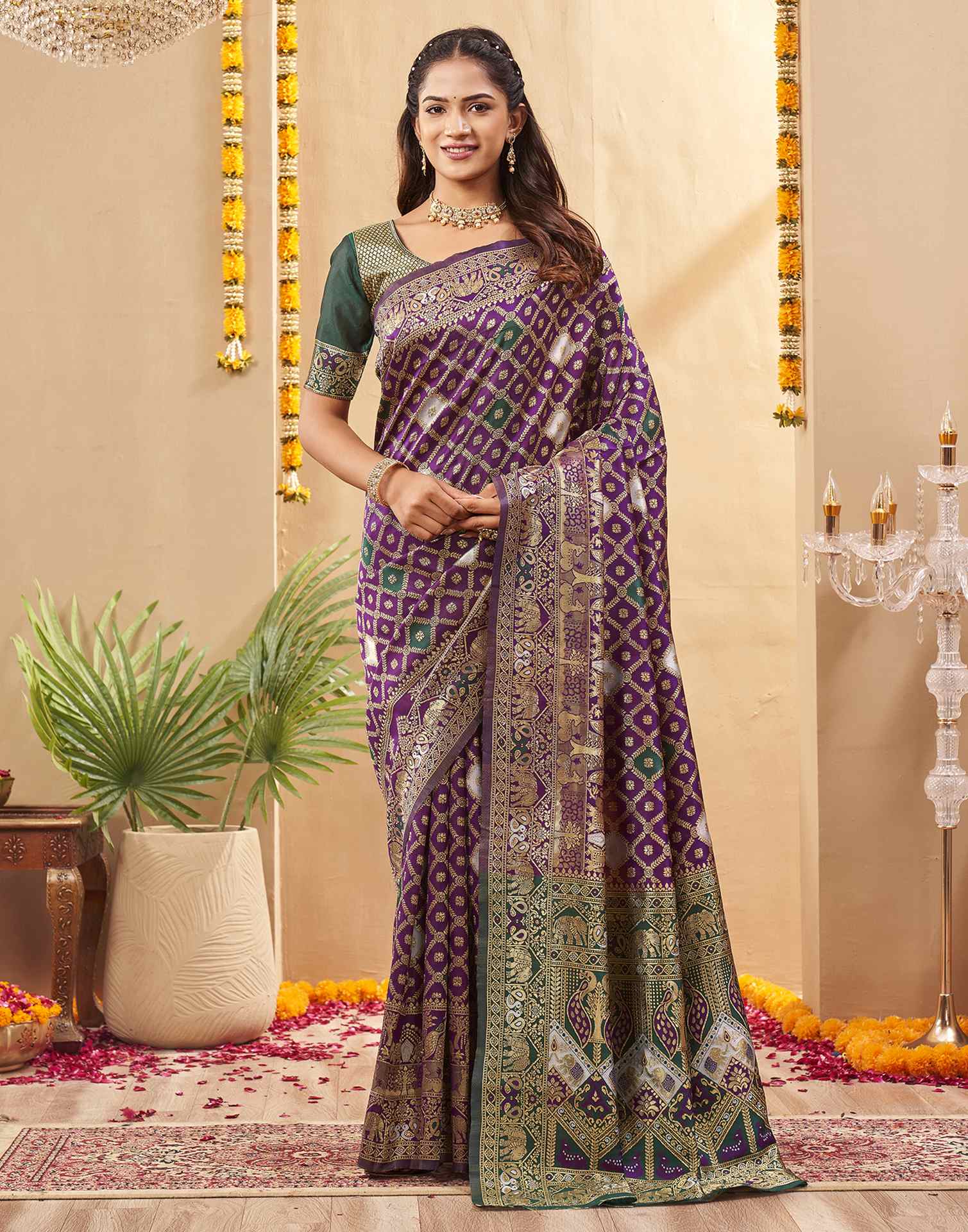 Purple Silk Woven Banarasi Saree