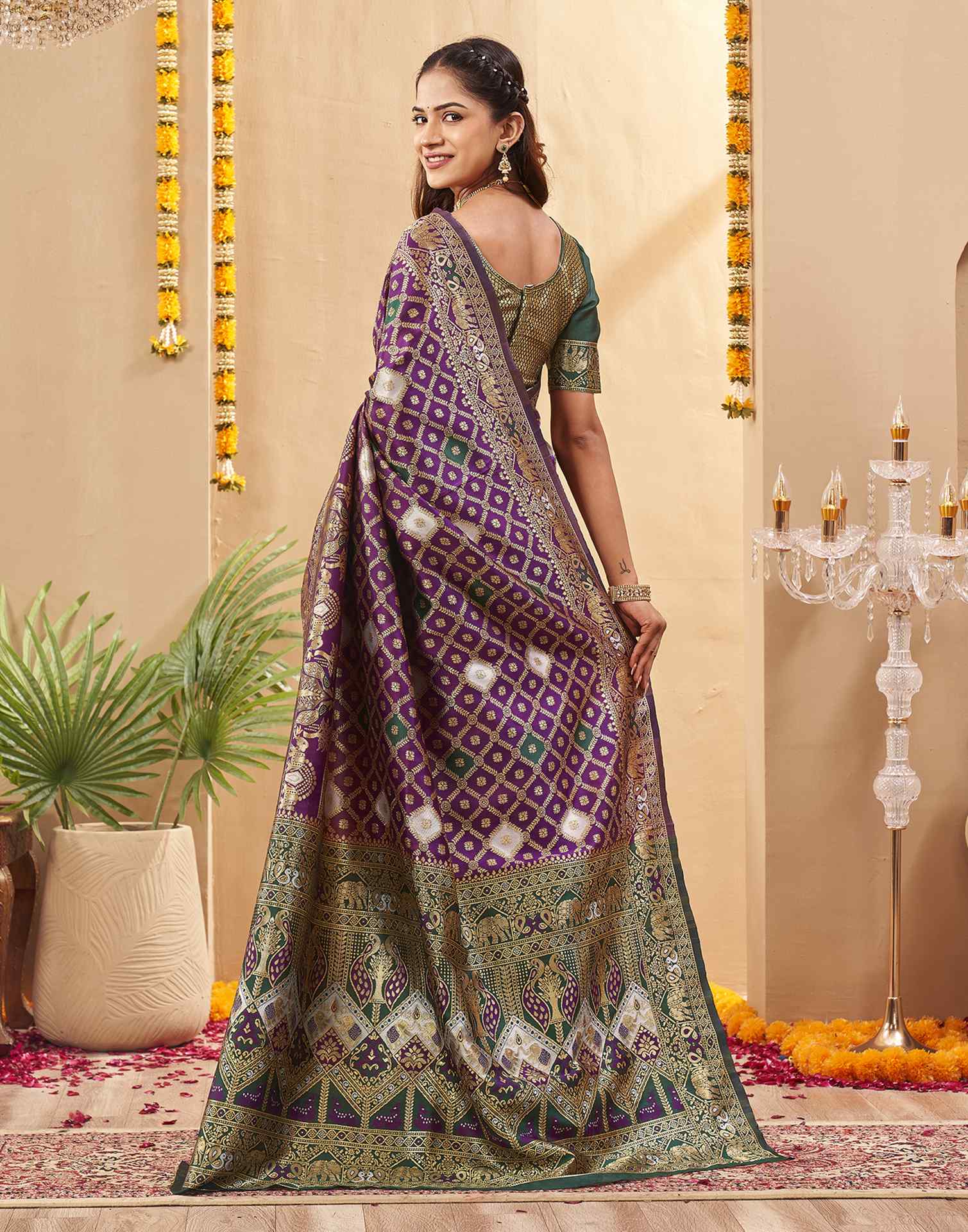 Purple Silk Woven Banarasi Saree