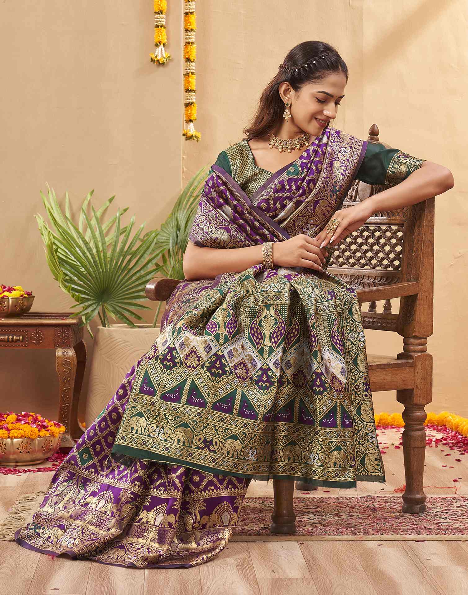 Purple Silk Woven Banarasi Saree