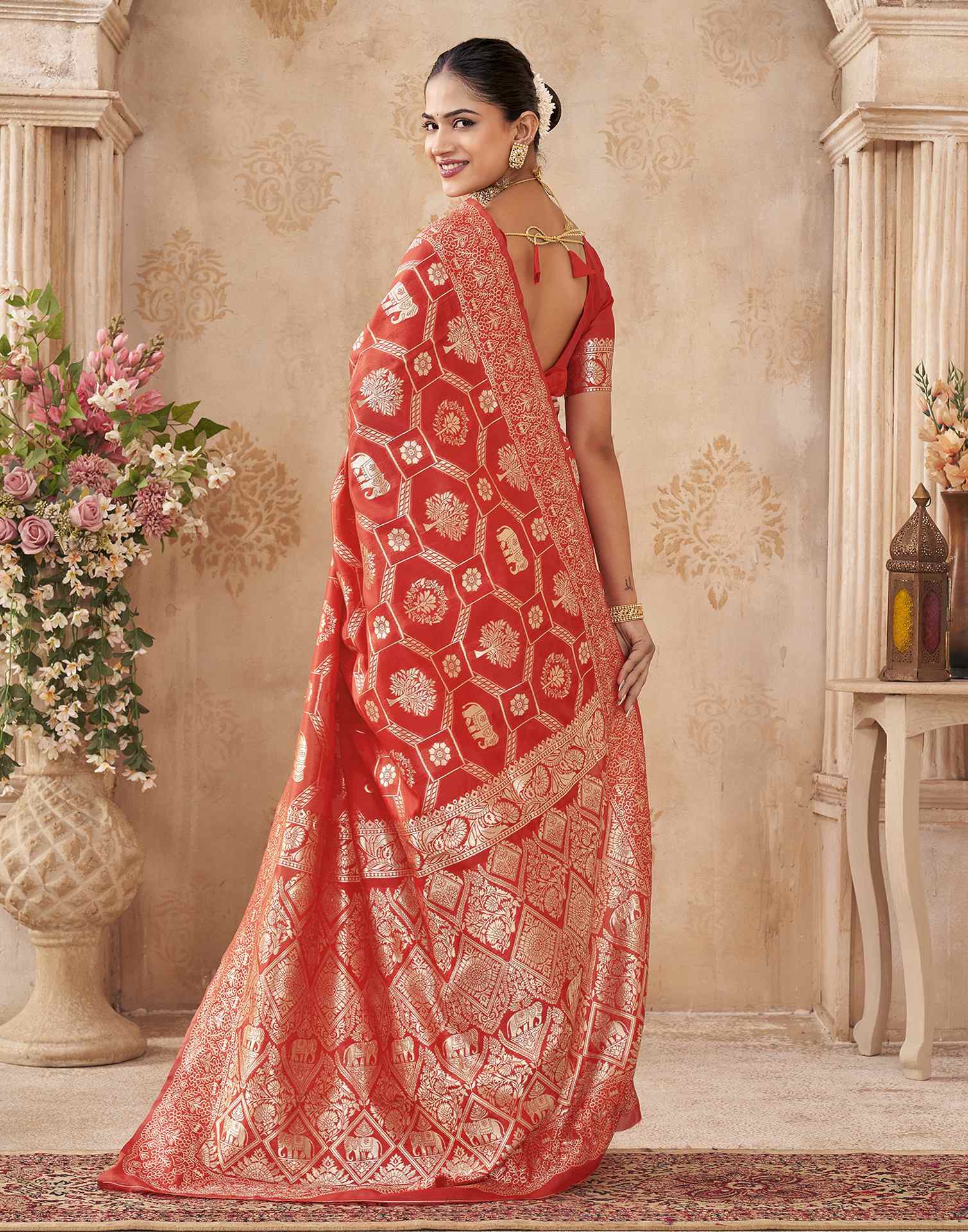 Red Silk Woven Banarasi Saree