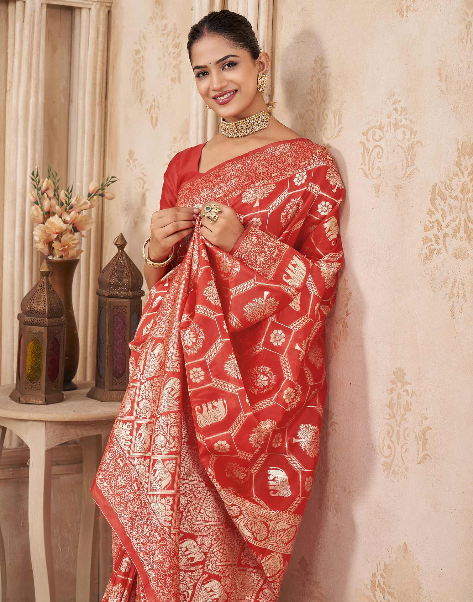 Red Silk Woven Banarasi Saree