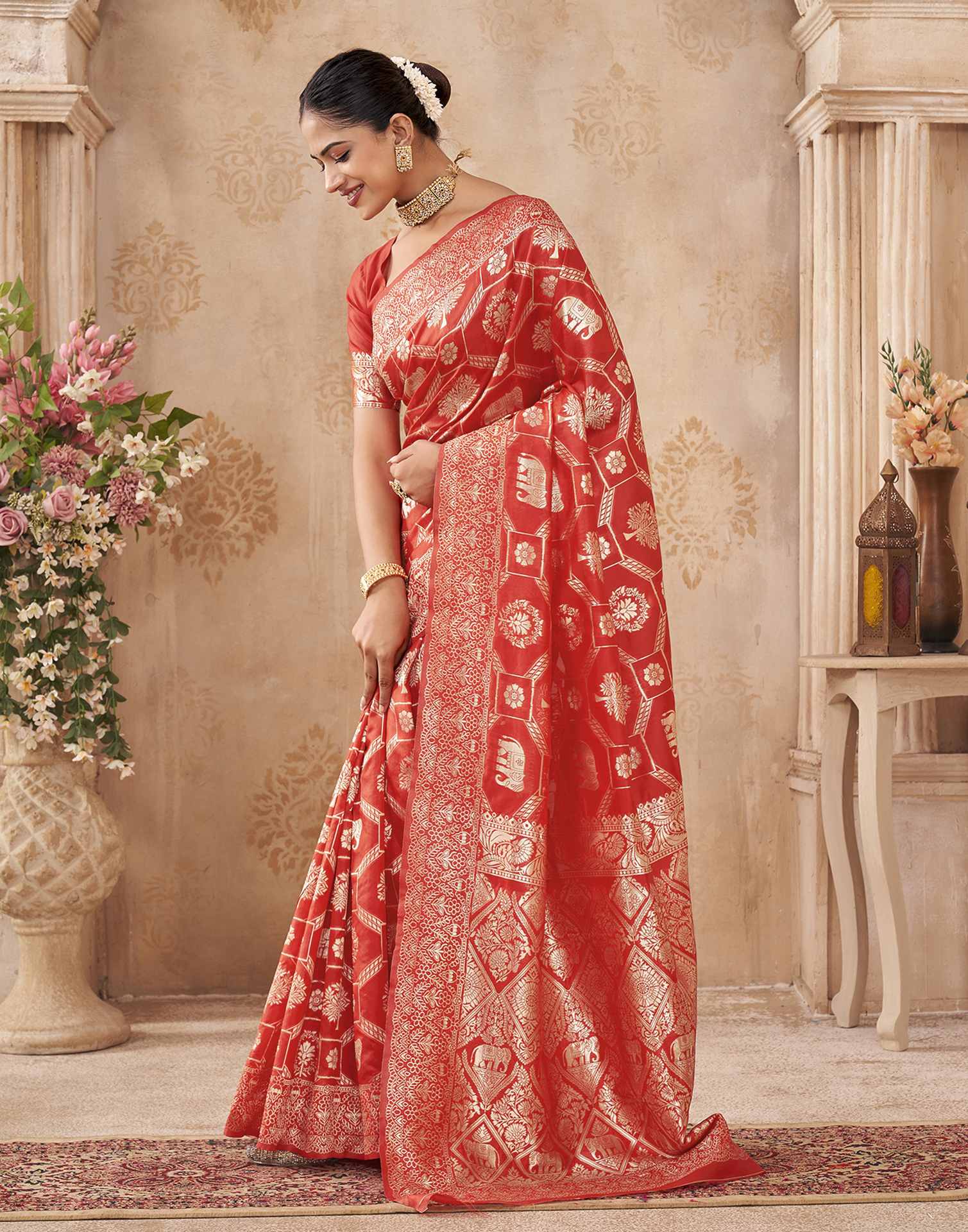 Red Silk Woven Banarasi Saree