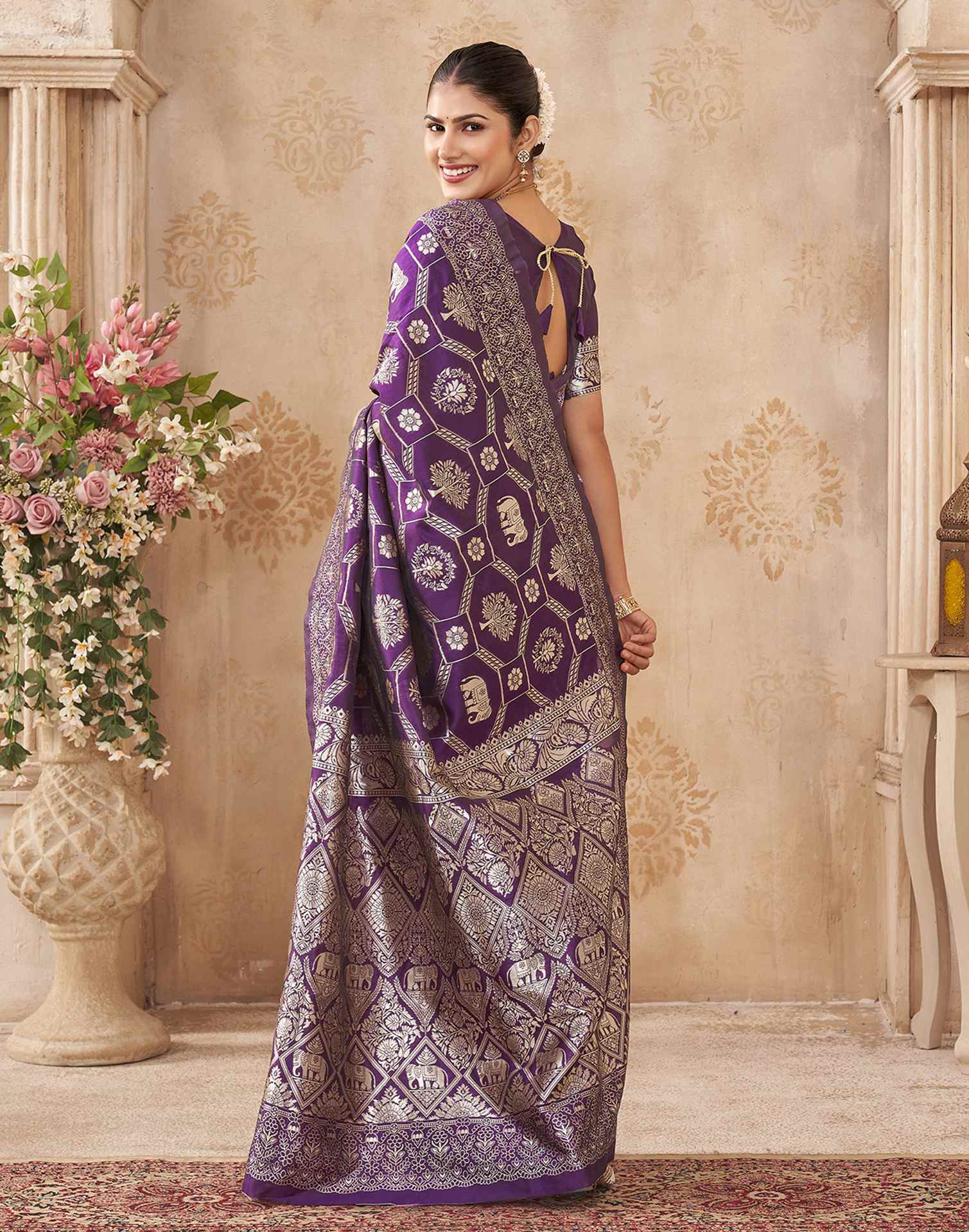 Purple Silk Woven Banarasi Saree