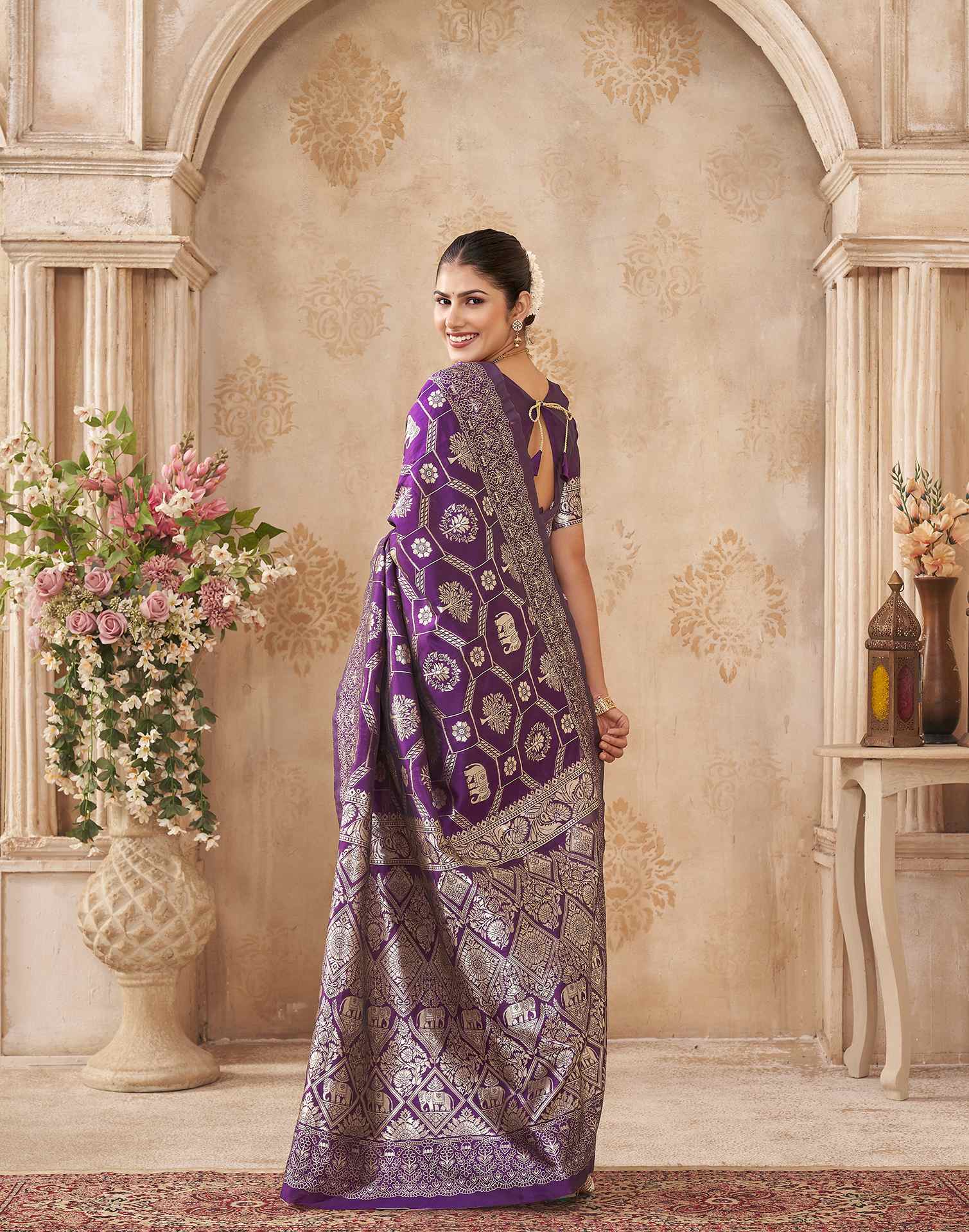 Purple Silk Woven Banarasi Saree