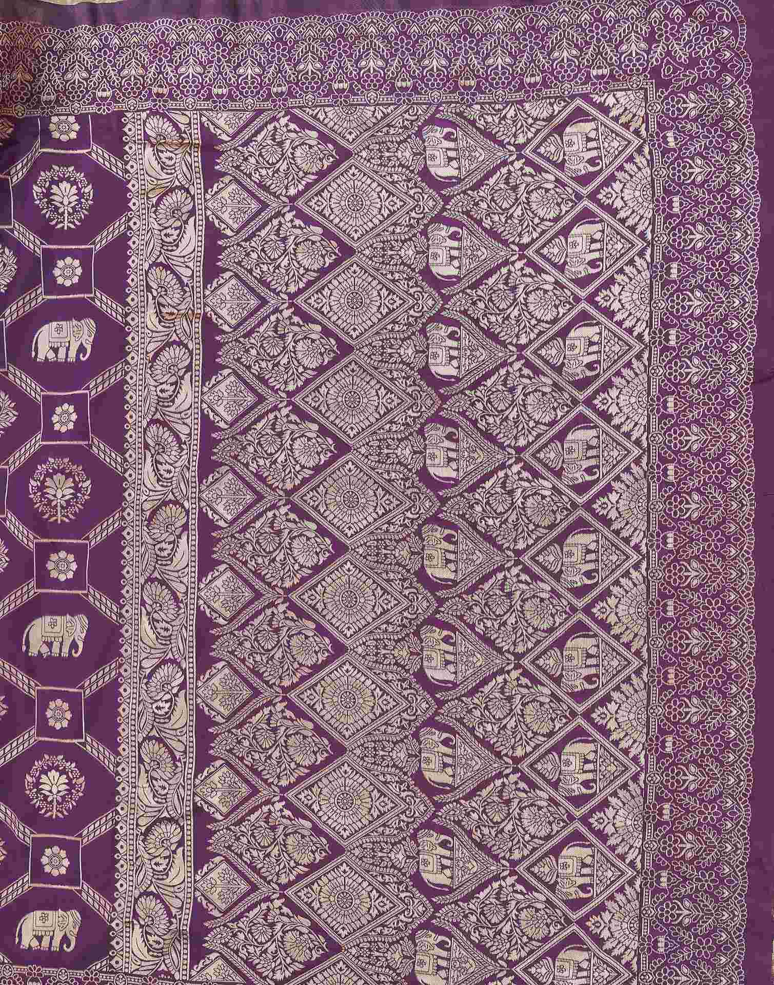 Purple Silk Woven Banarasi Saree