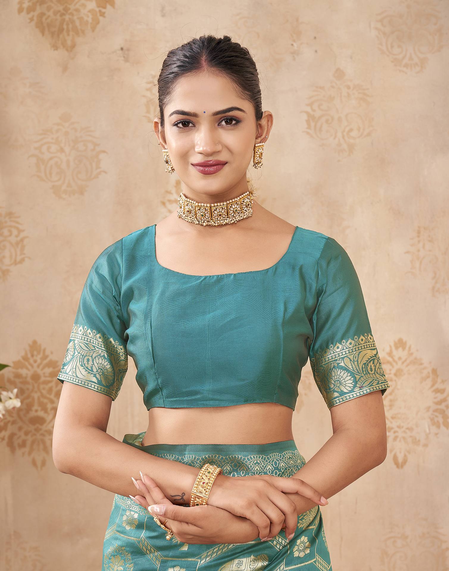 Turquoise Silk Woven Banarasi Saree