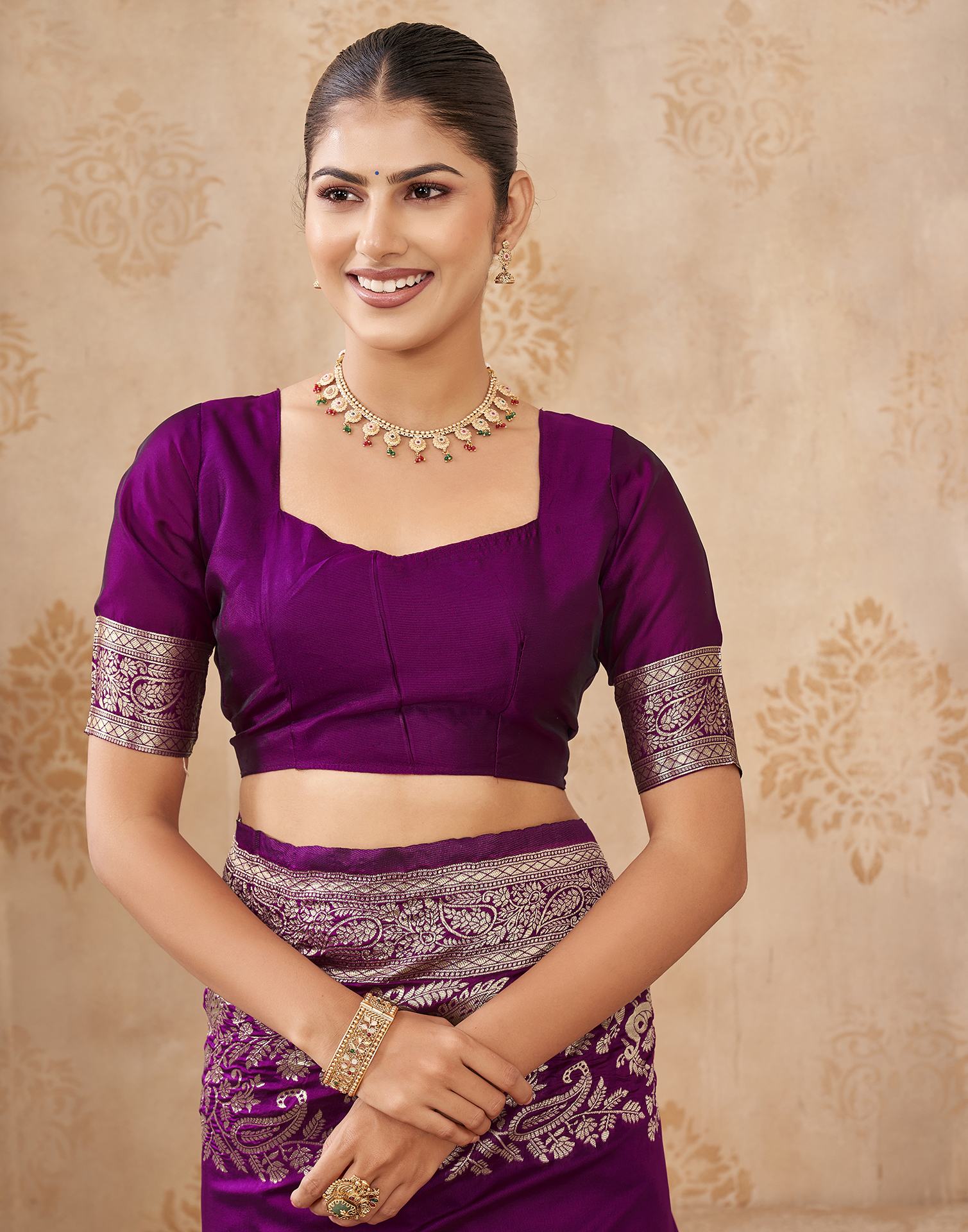 Purple Silk Woven Banarasi Saree