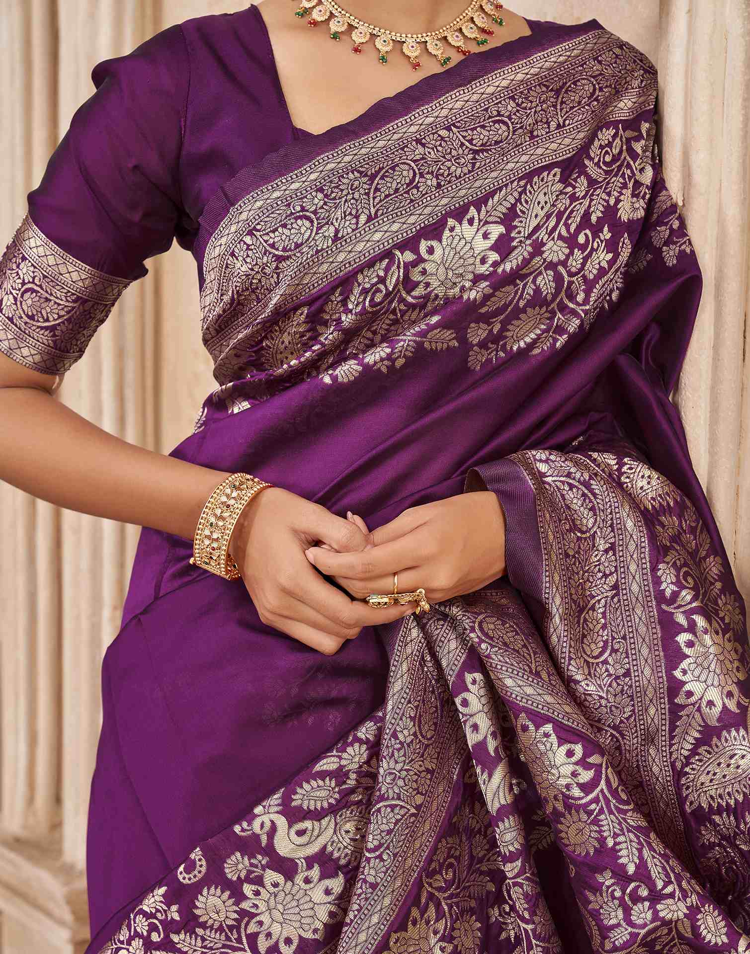 Purple Silk Woven Banarasi Saree