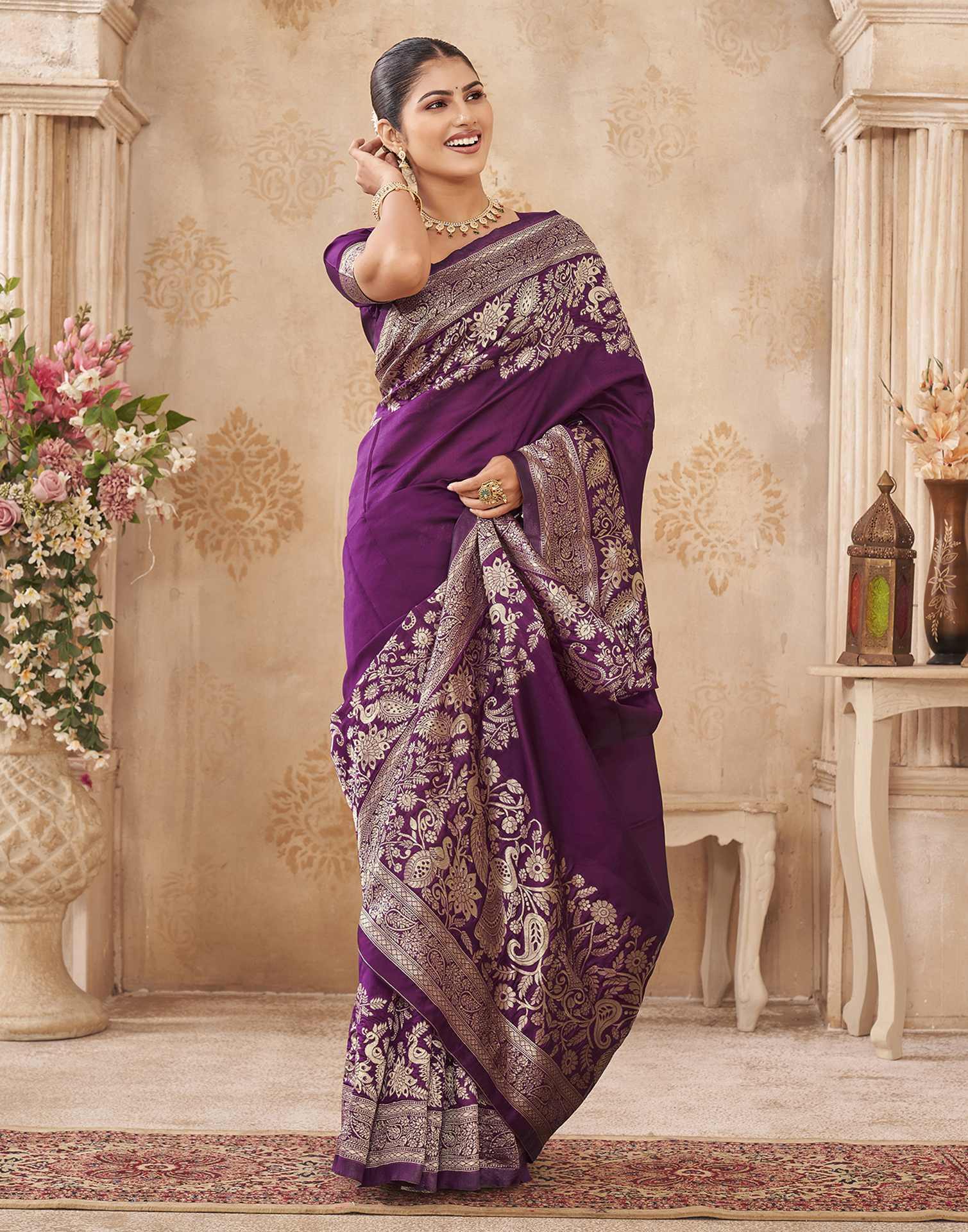 Purple Silk Woven Banarasi Saree