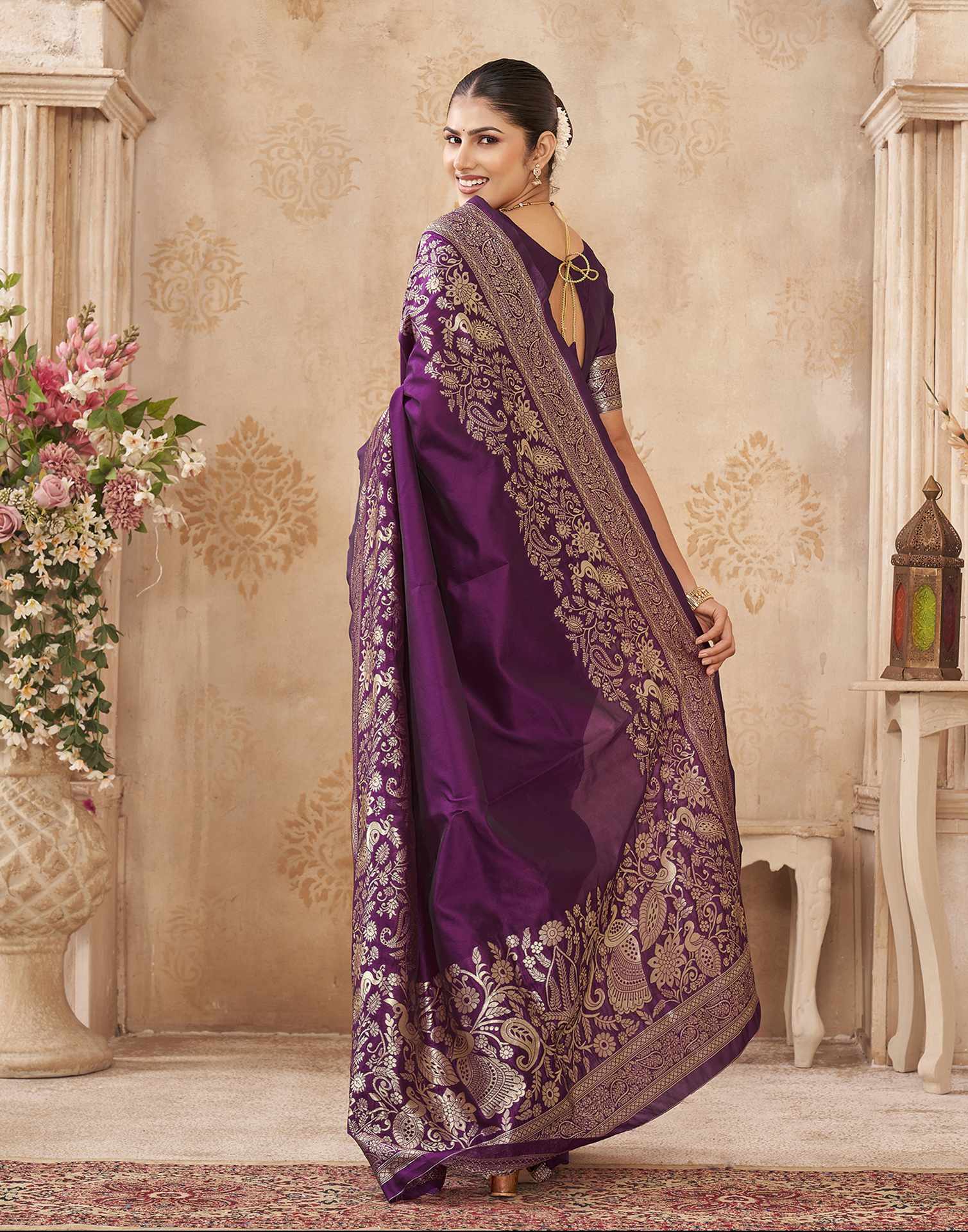 Purple Silk Woven Banarasi Saree