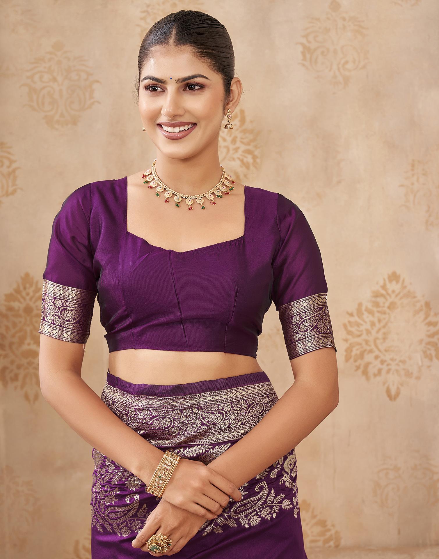 Purple Silk Woven Banarasi Saree