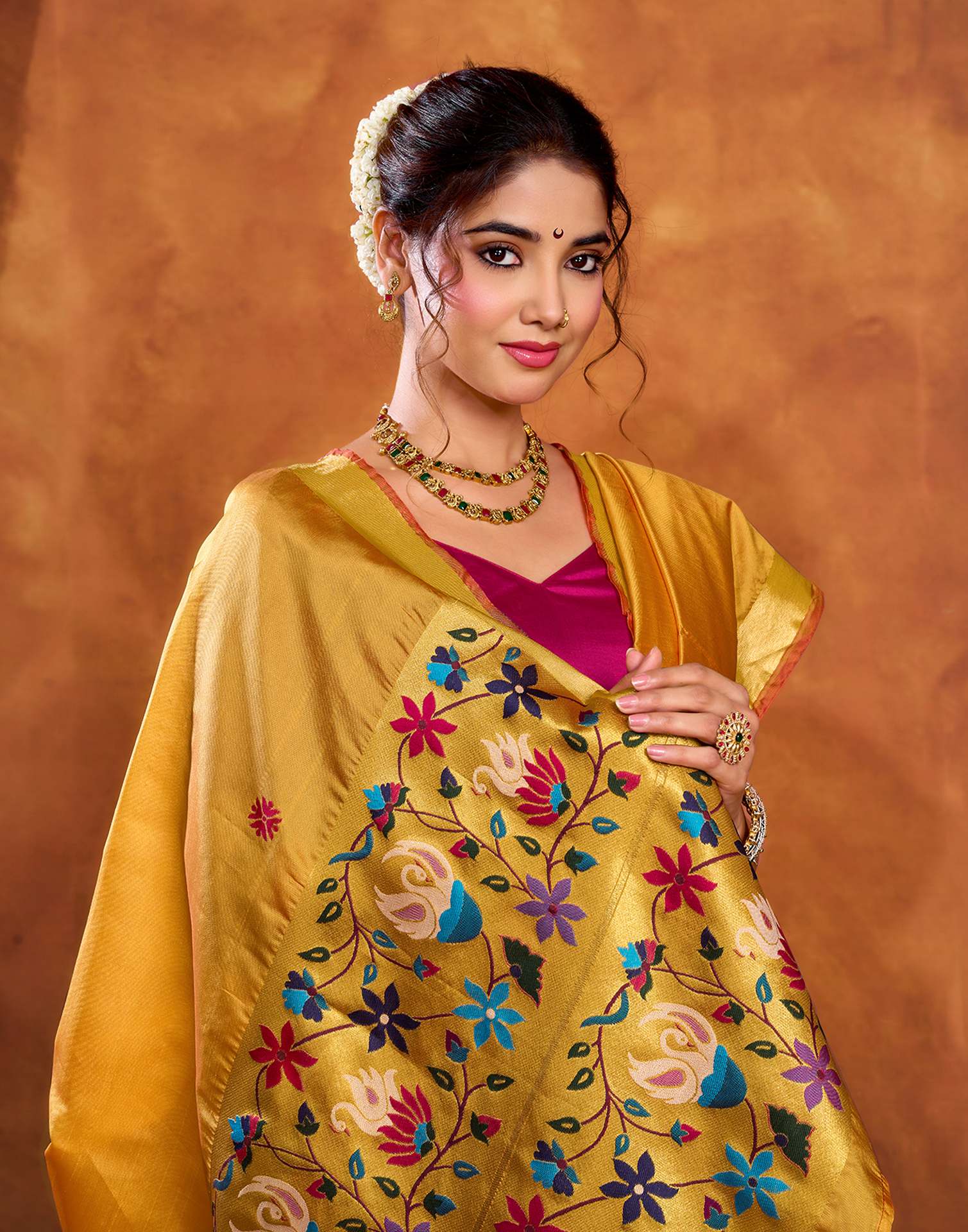 Turmeric Yellow Silk Woven Paithani Saree