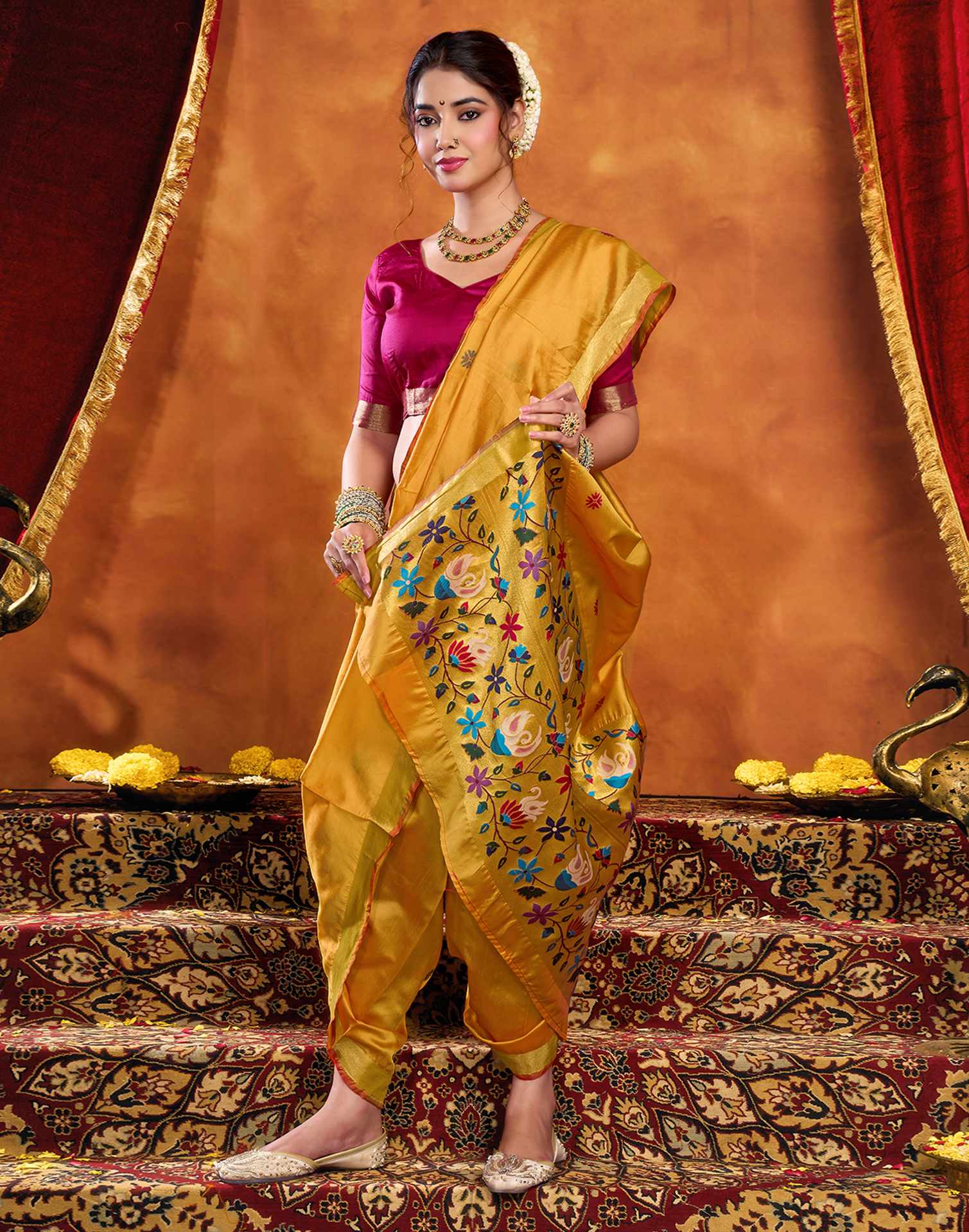 Turmeric Yellow Silk Woven Paithani Saree