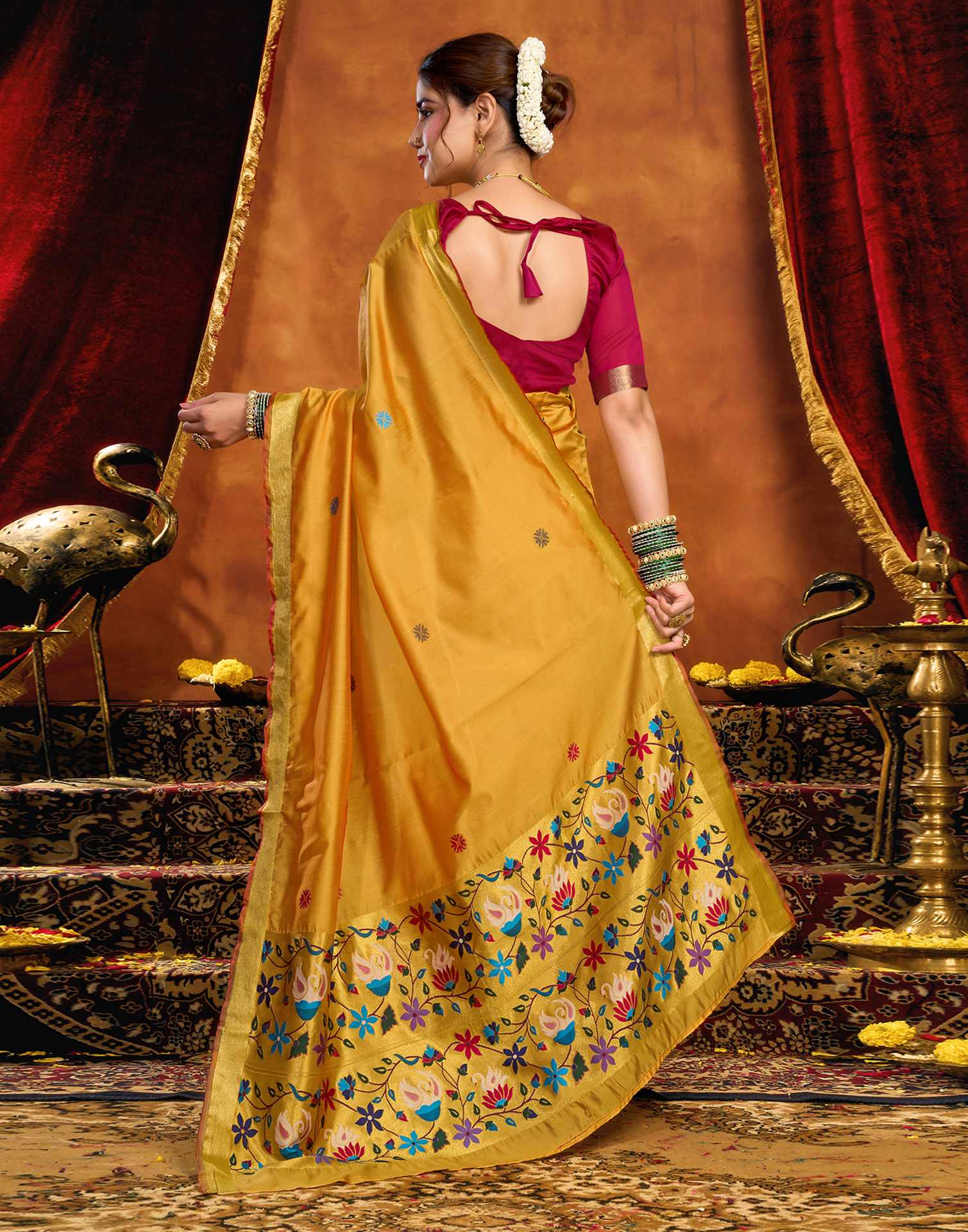 Turmeric Yellow Silk Woven Paithani Saree