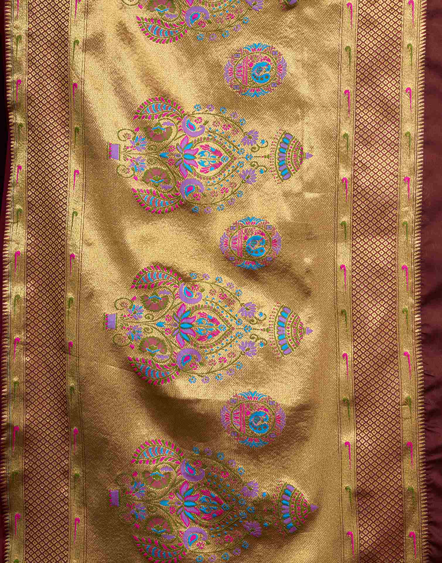 Maroon Silk Woven Paithani Saree