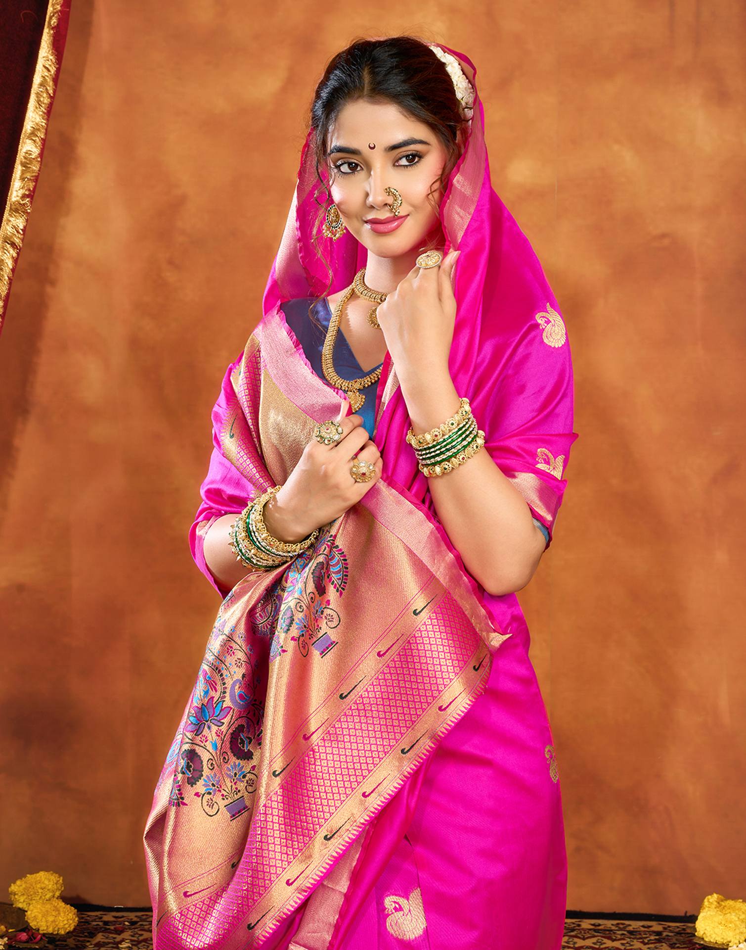Magenta Silk Woven Paithani Saree