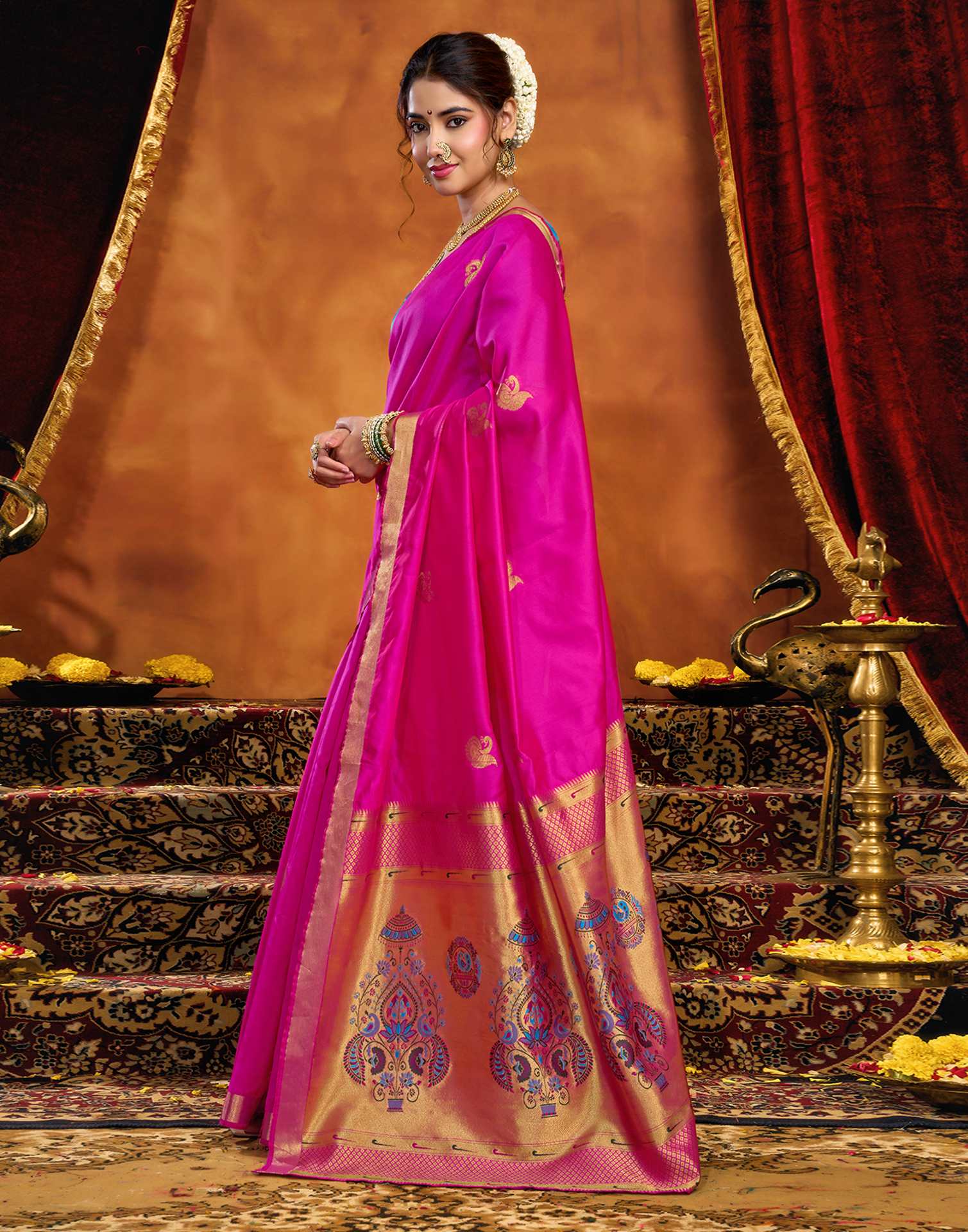 Magenta Silk Woven Paithani Saree