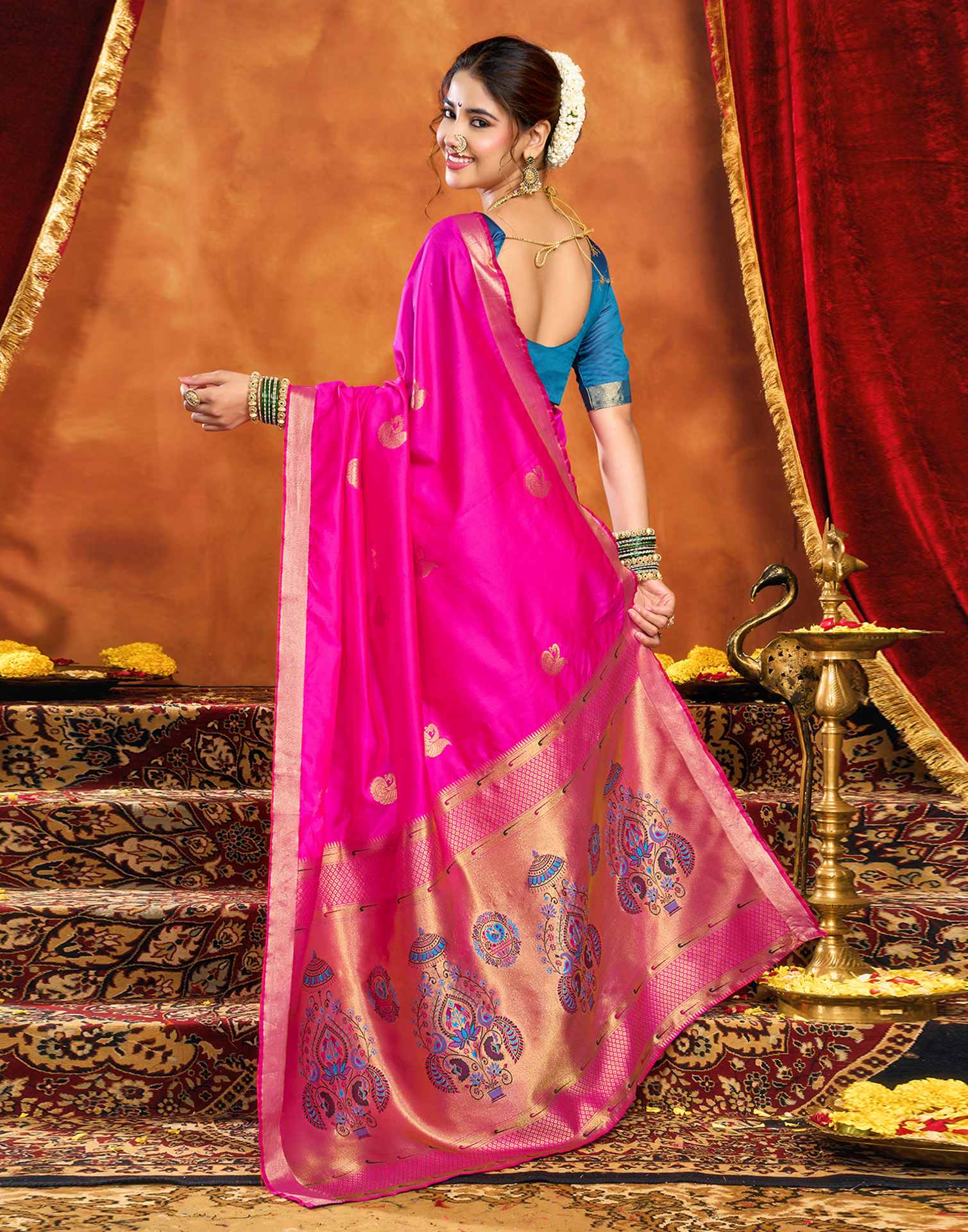 Magenta Silk Woven Paithani Saree