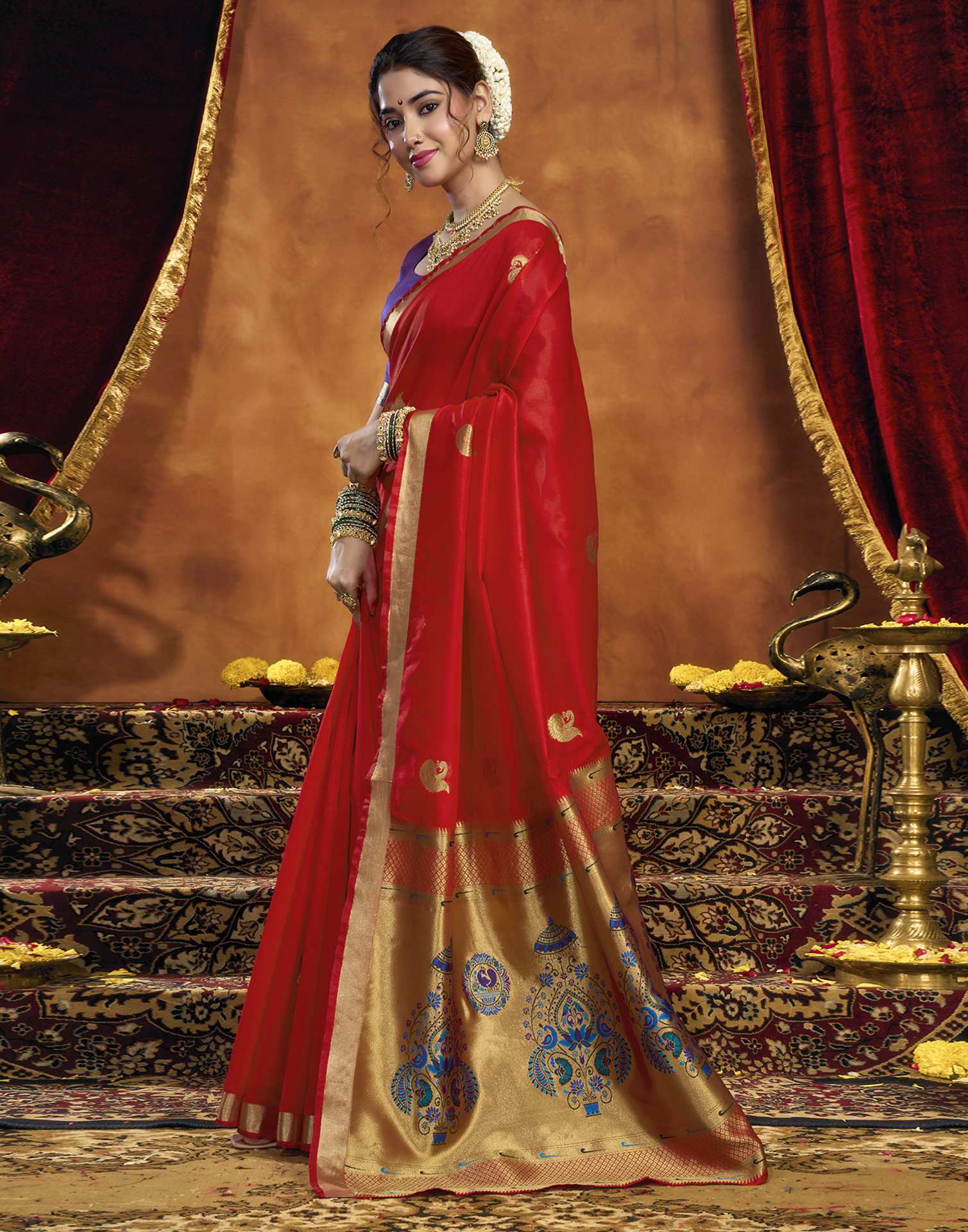 Red Silk Woven Paithani Saree