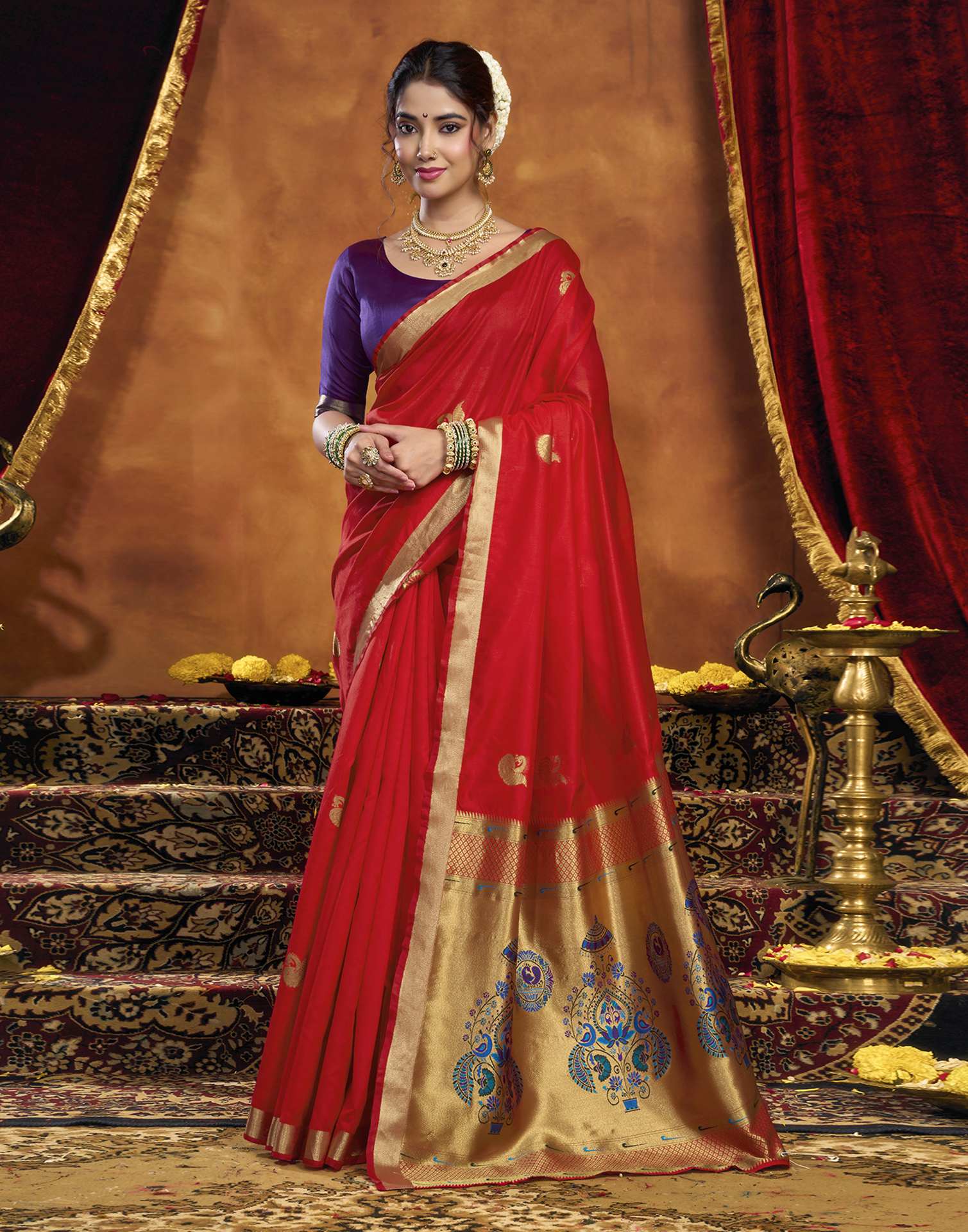 Red Silk Woven Paithani Saree
