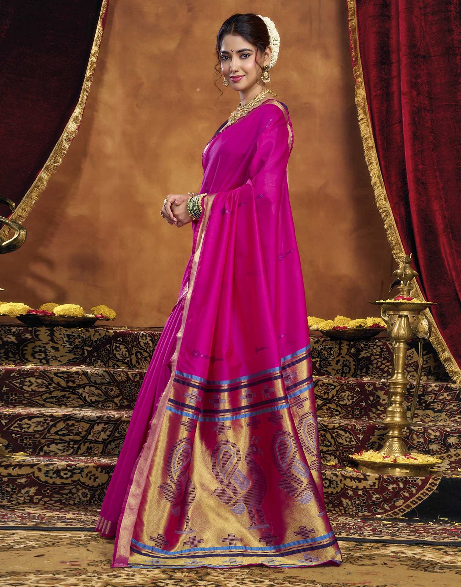 Magenta Silk Woven Paithani Saree