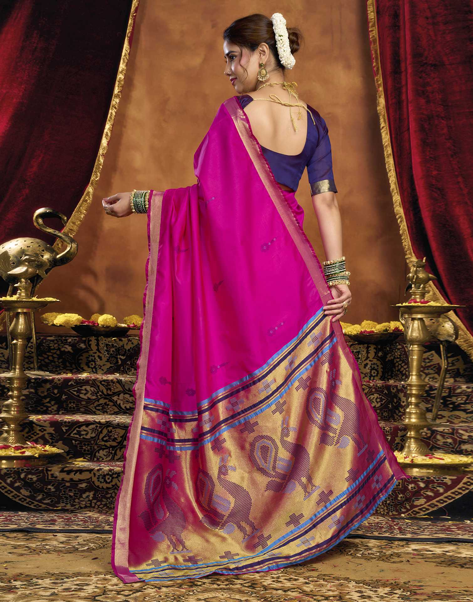 Magenta Silk Woven Paithani Saree