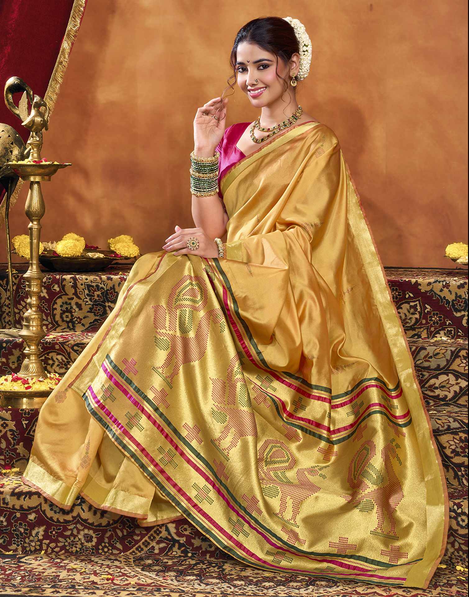 Turmeric Yellow Silk Woven Paithani Saree