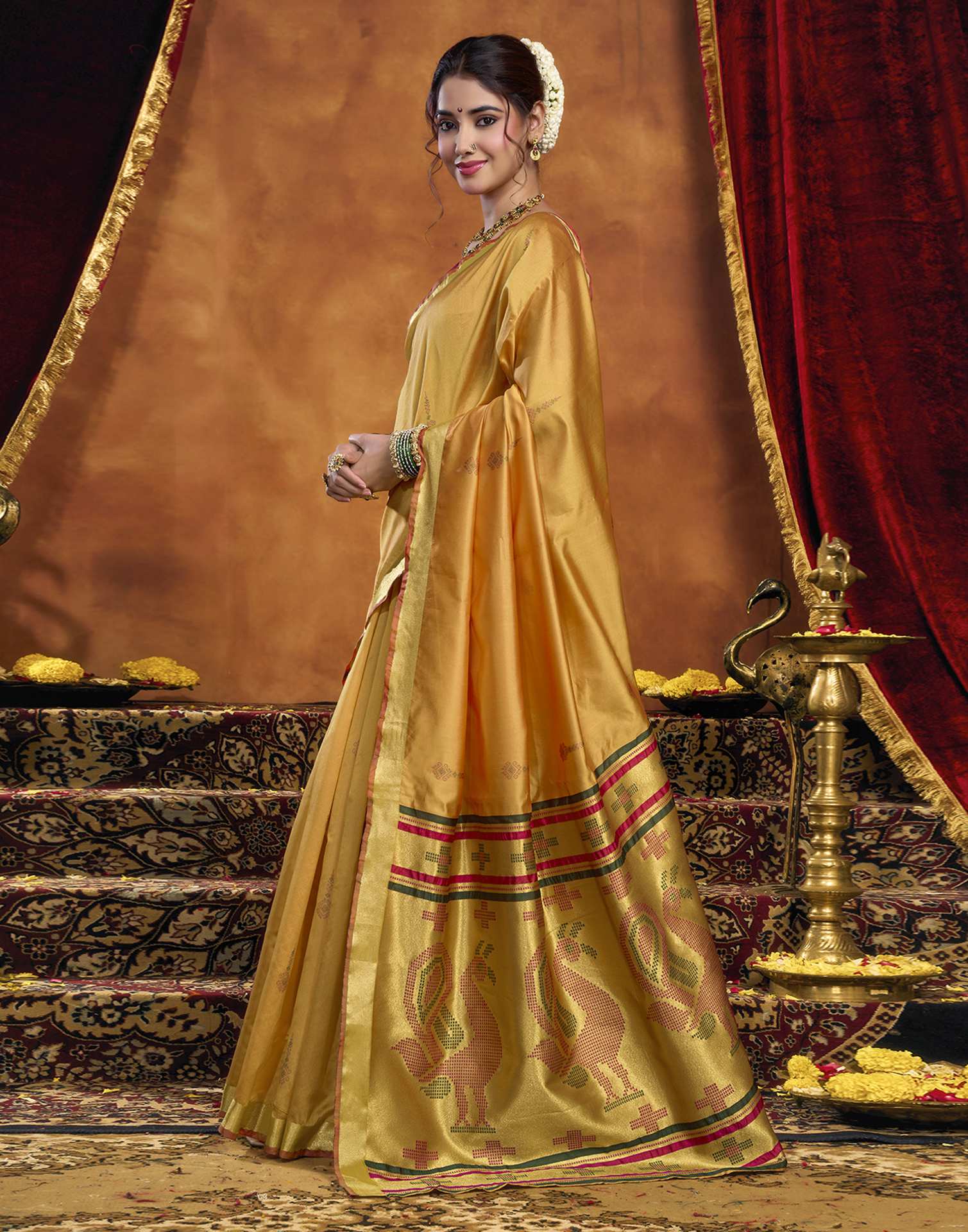 Turmeric Yellow Silk Woven Paithani Saree