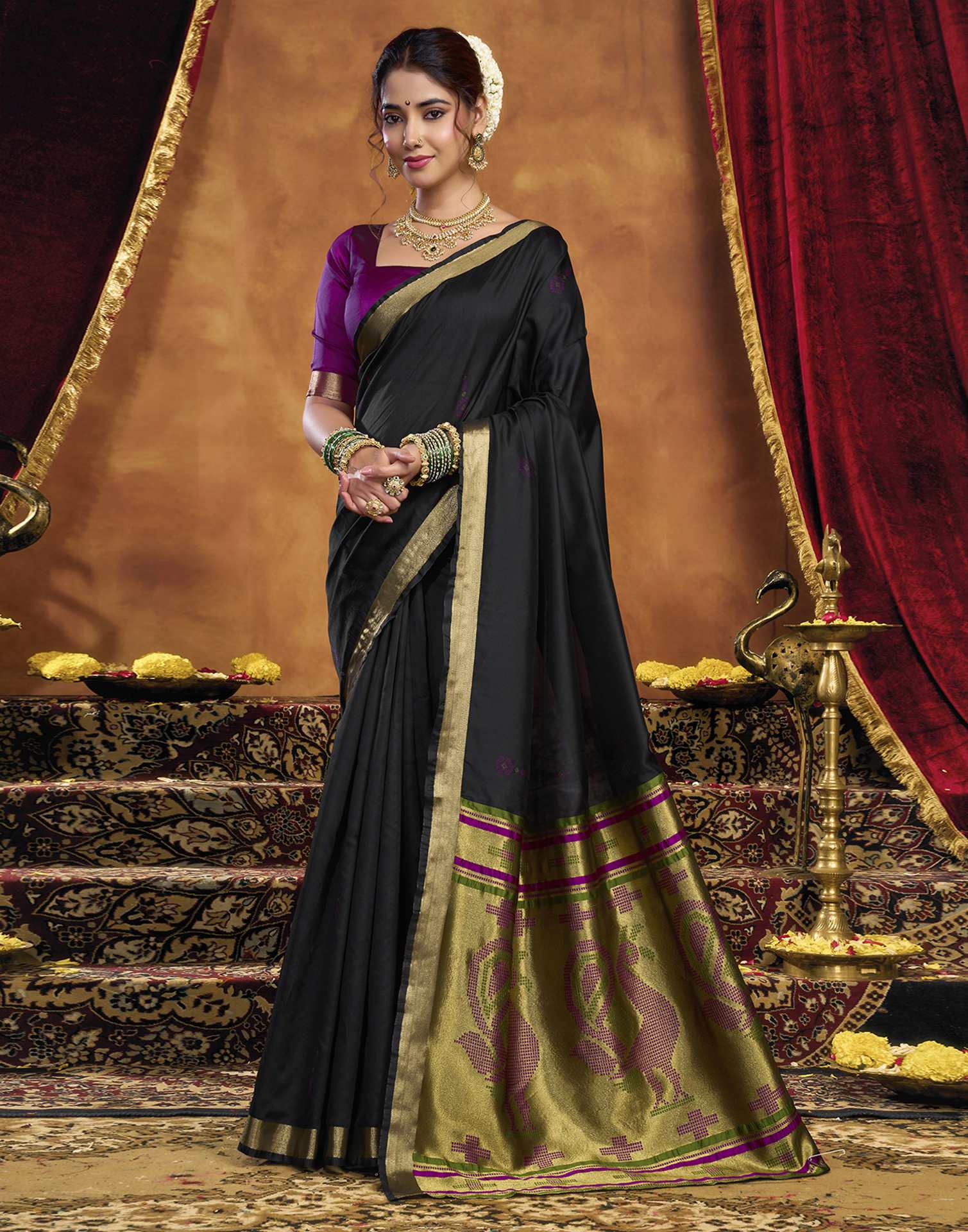 Black Silk Woven Paithani Saree