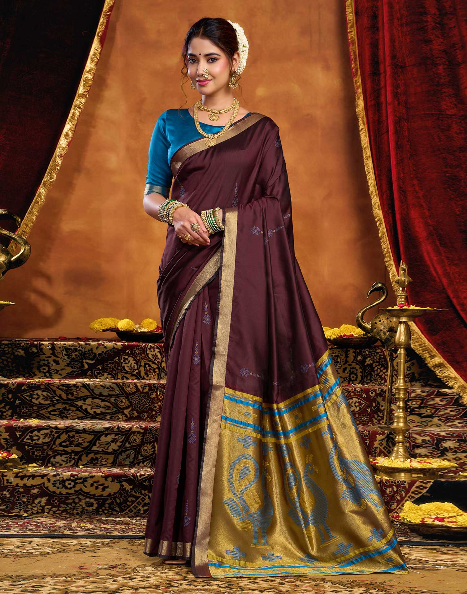 Maroon Silk Woven Paithani Saree