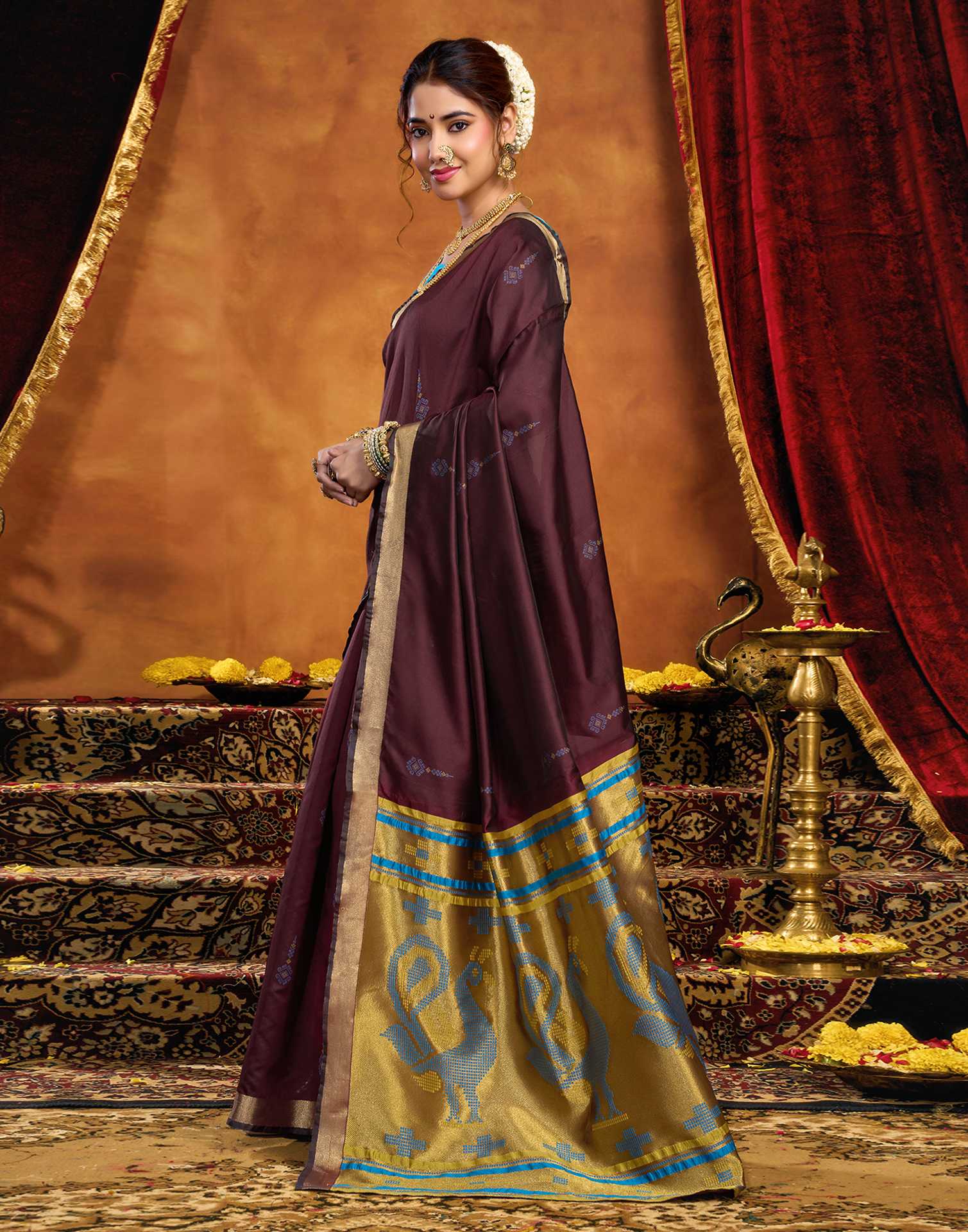 Maroon Silk Woven Paithani Saree