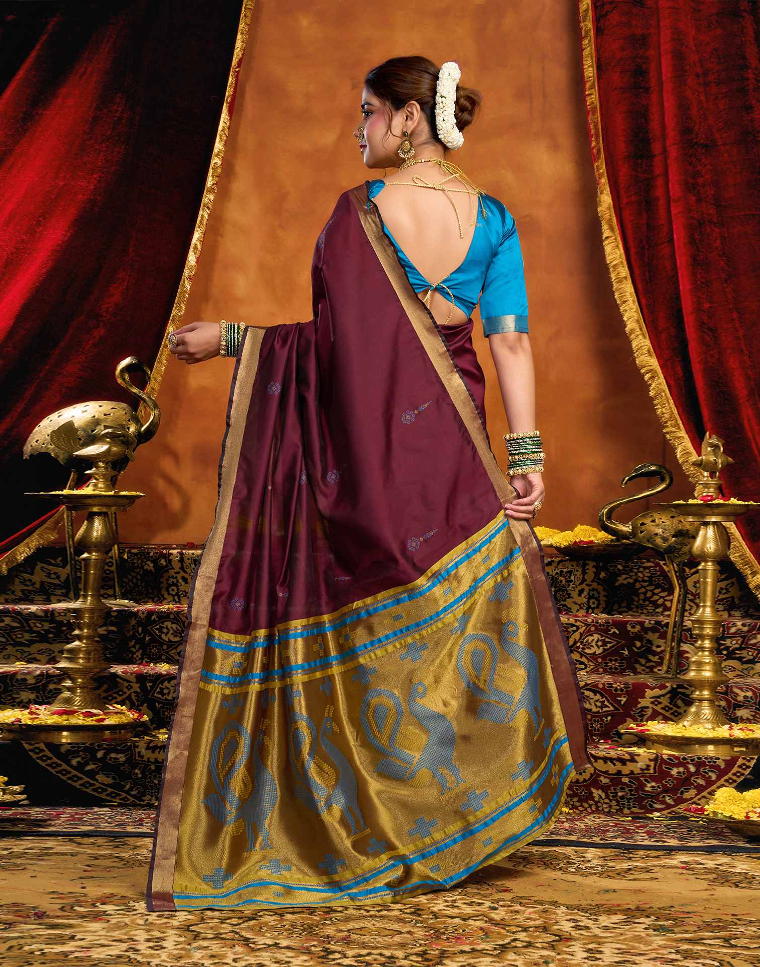 Maroon Silk Woven Paithani Saree