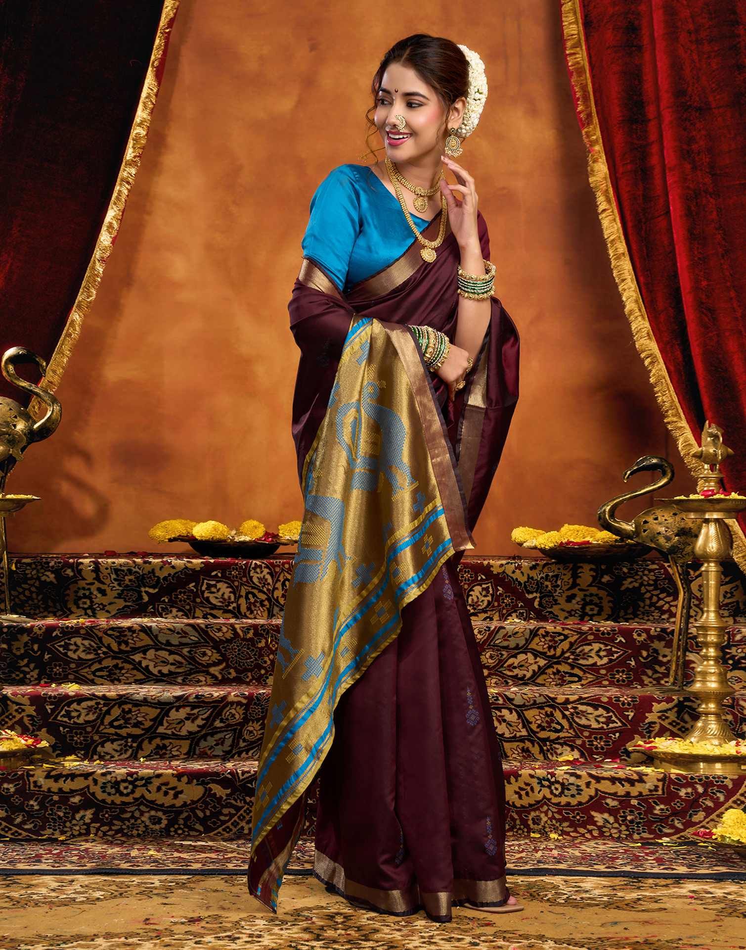 Maroon Silk Woven Paithani Saree