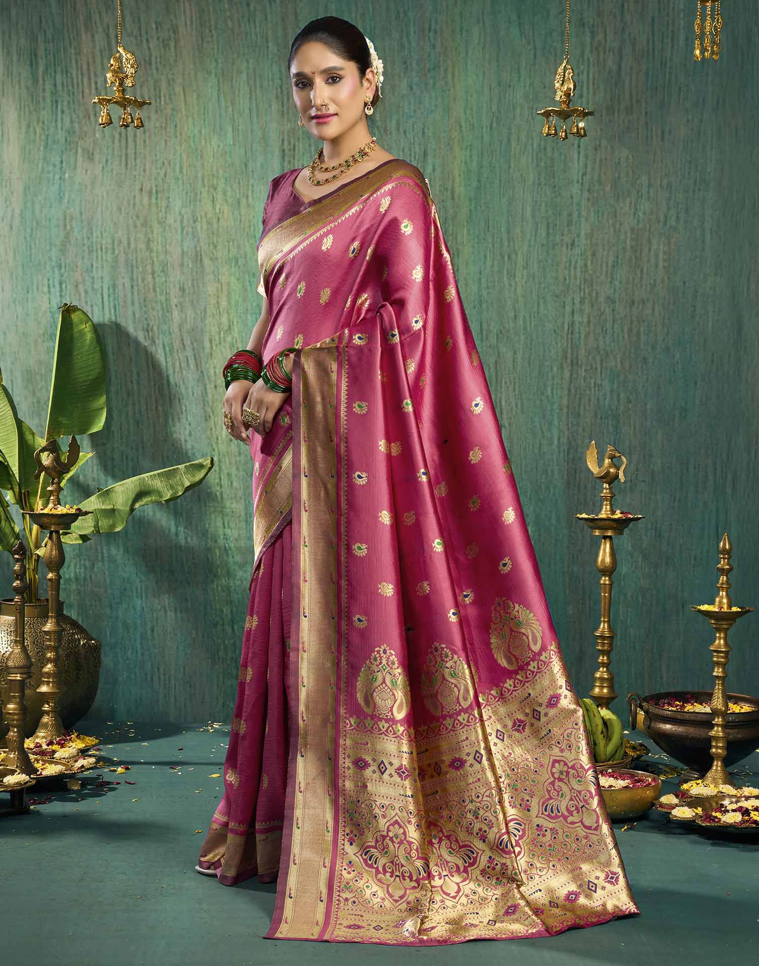 Pink Silk Woven Paithani Saree
