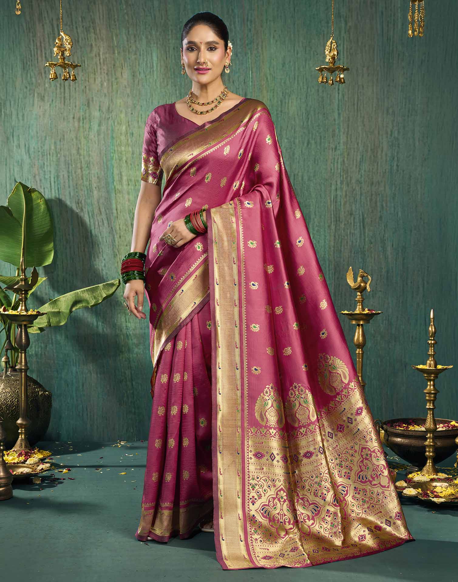 Pink Silk Woven Paithani Saree