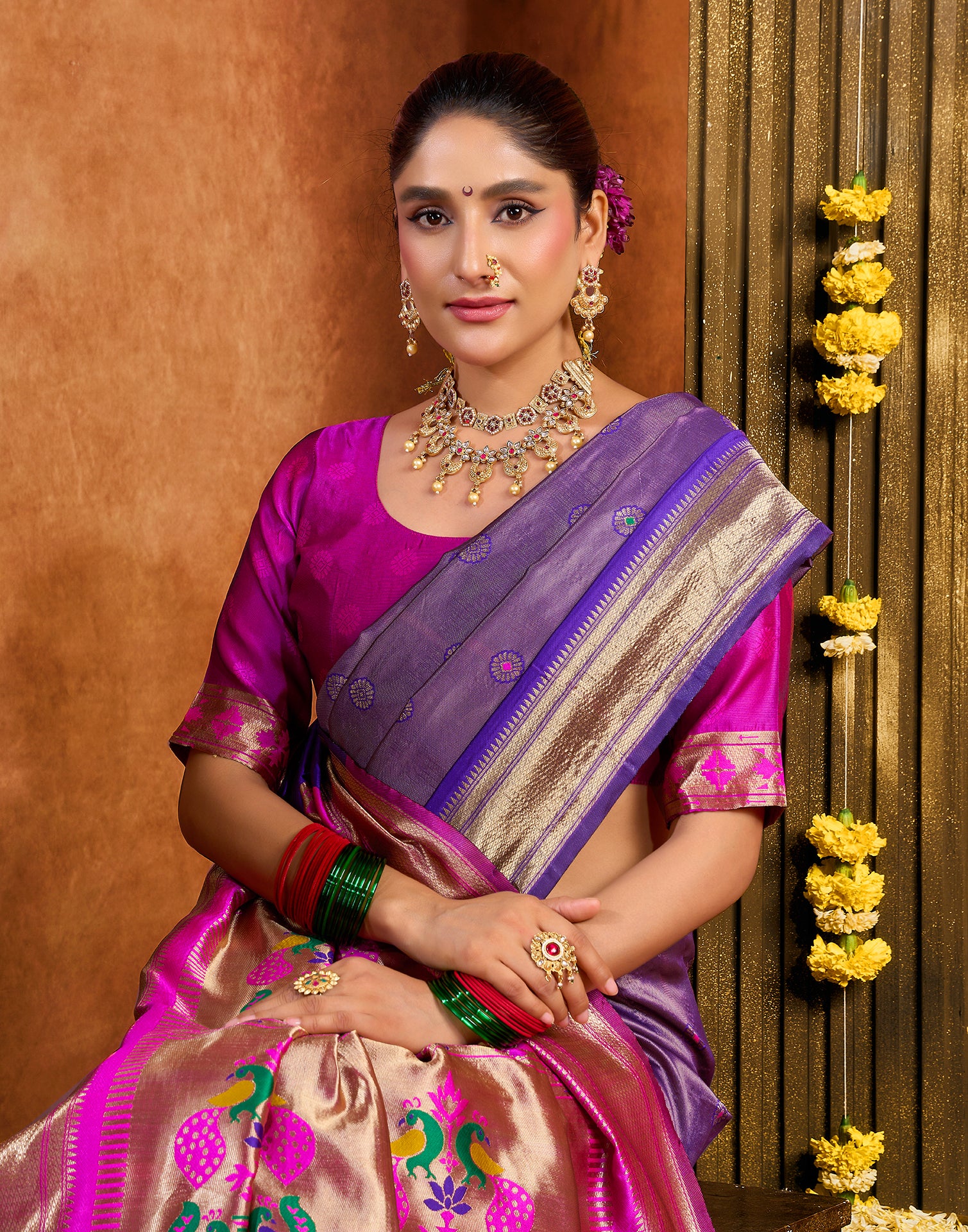 Purple Silk Woven Paithani Saree