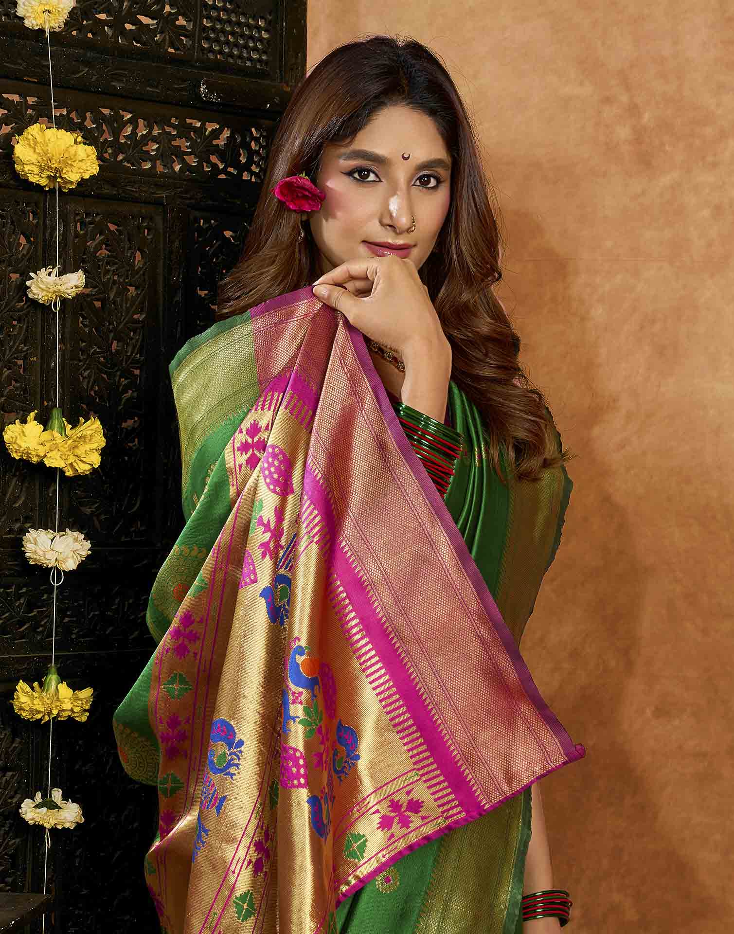 Green Silk Woven Paithani Saree