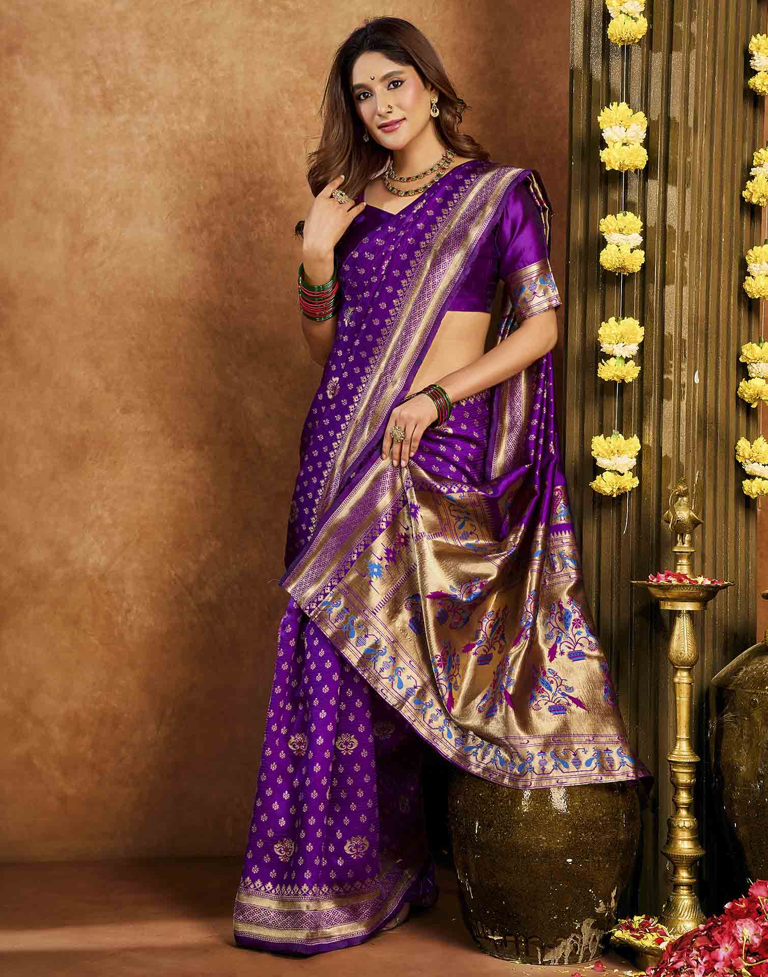 Purple Silk Woven Paithani Saree