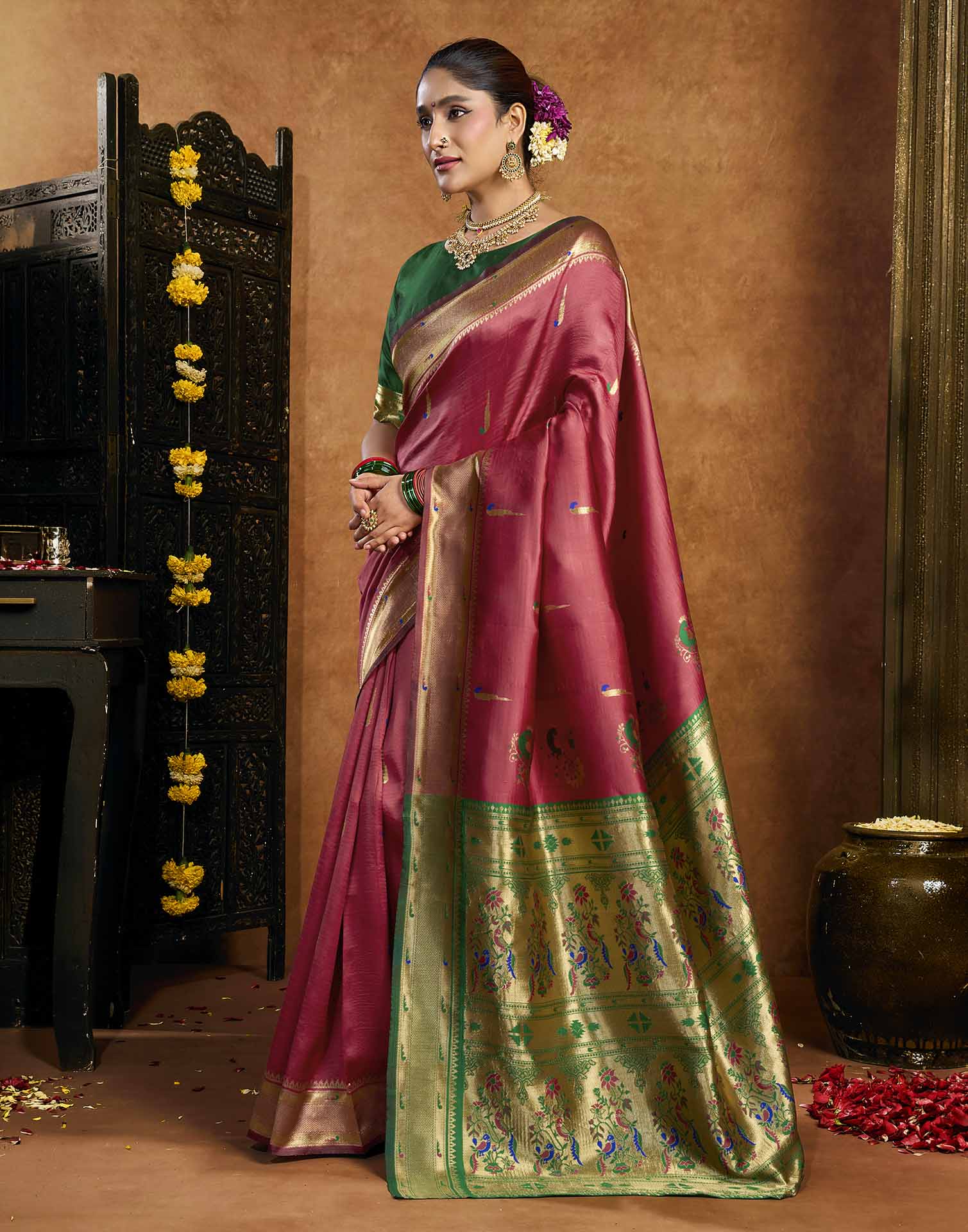 Pink Silk Woven Paithani Saree