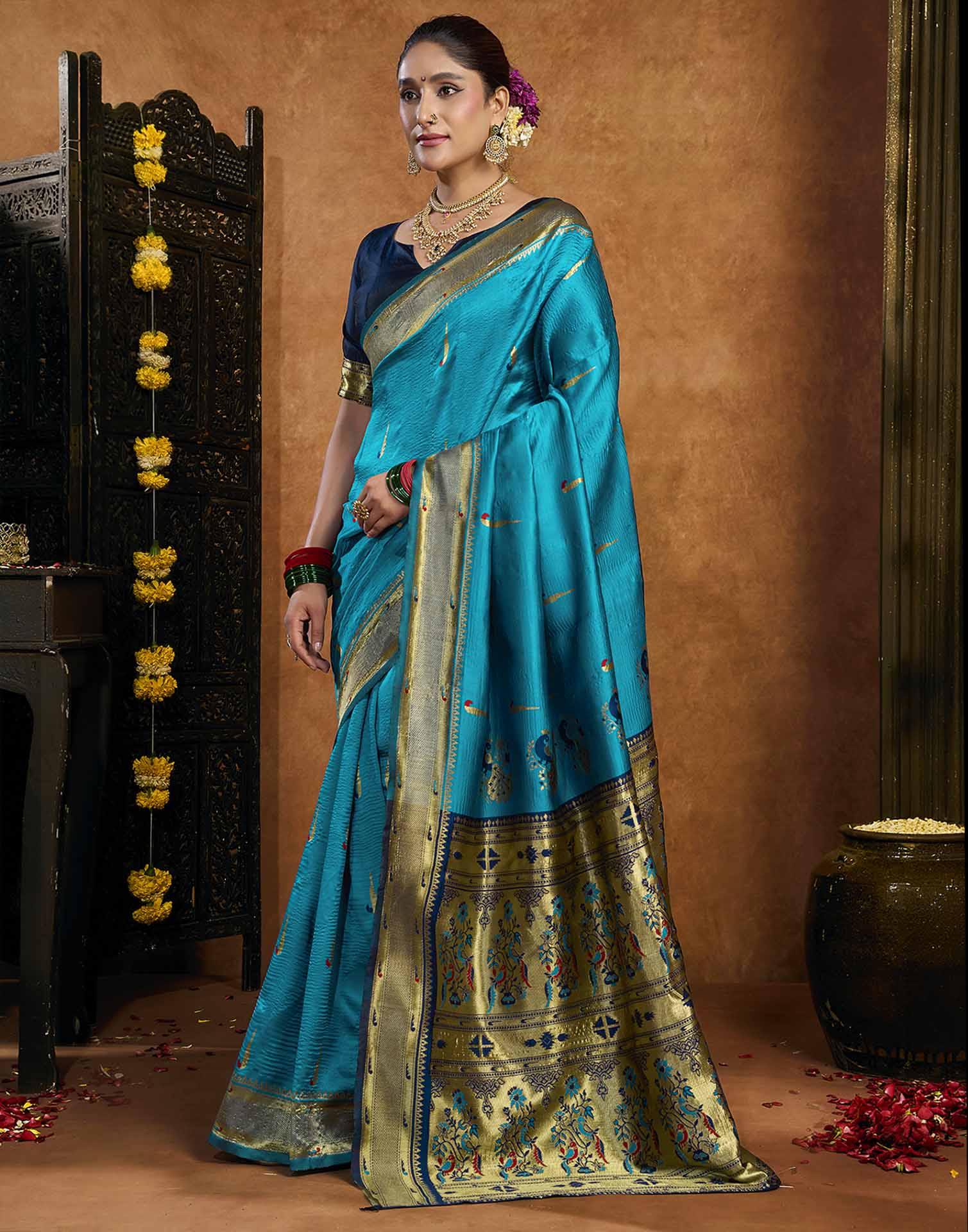 Blue Silk Woven Paithani Saree