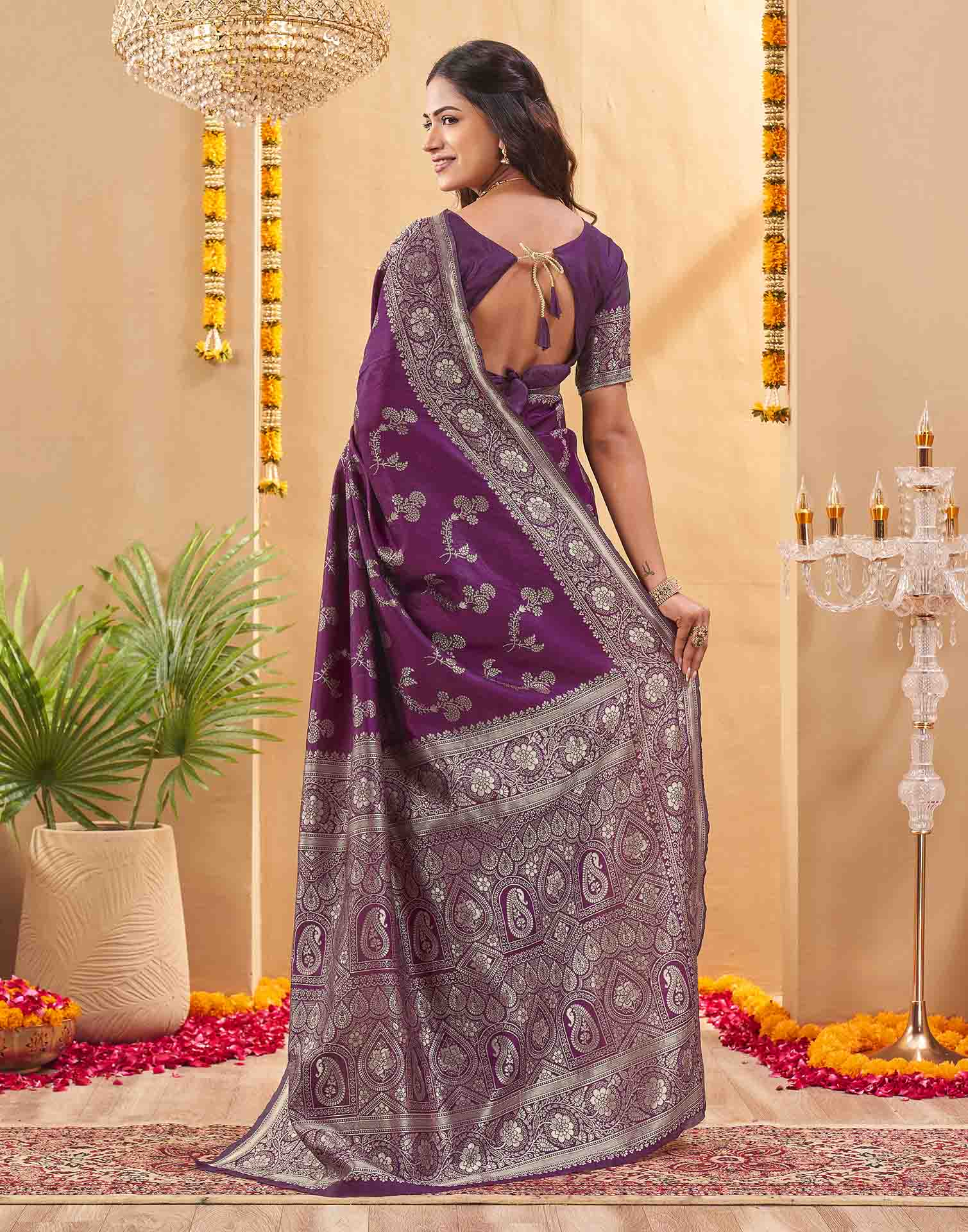 Purple Silk Woven Banarasi Saree